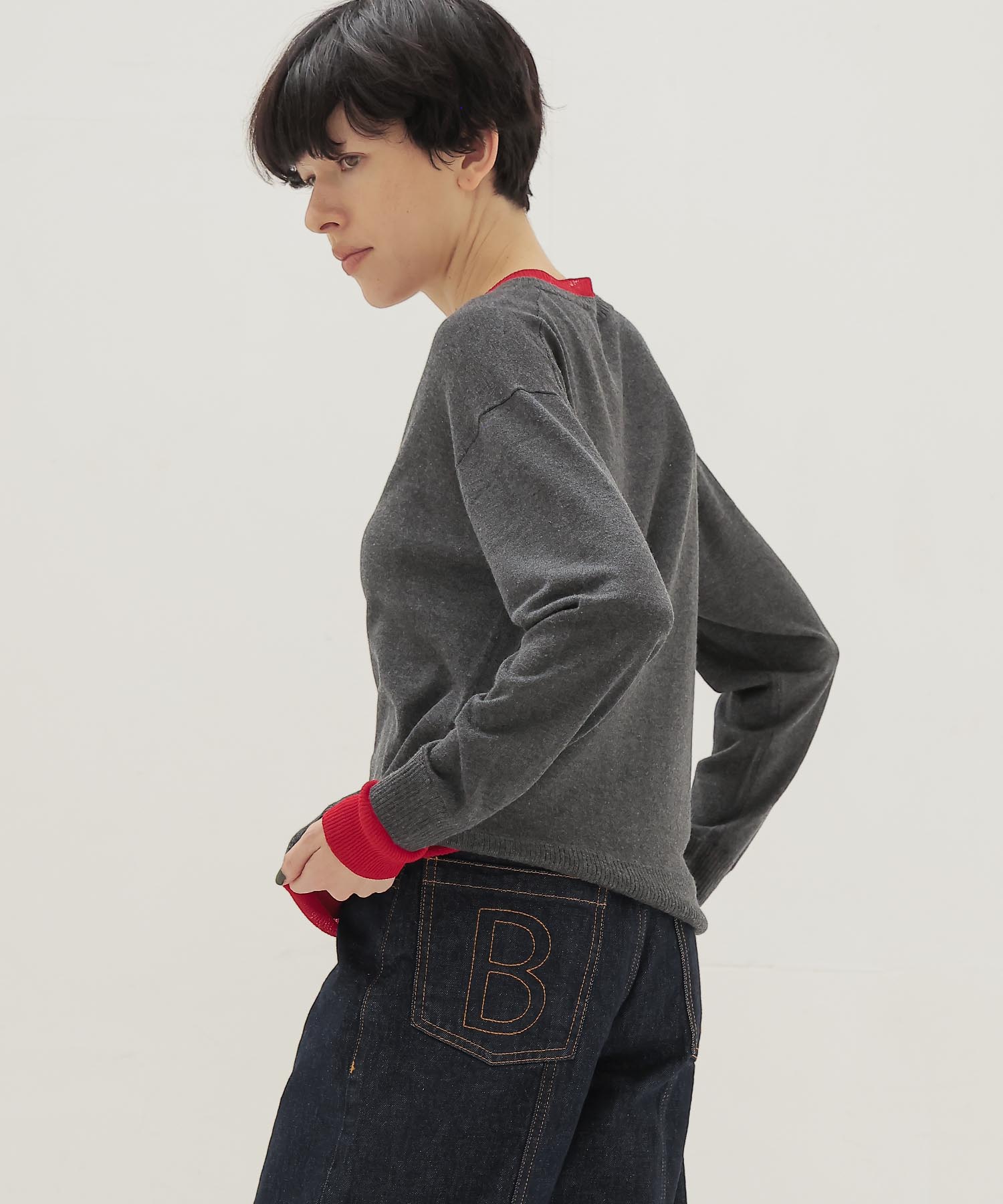 layered V neck pullover