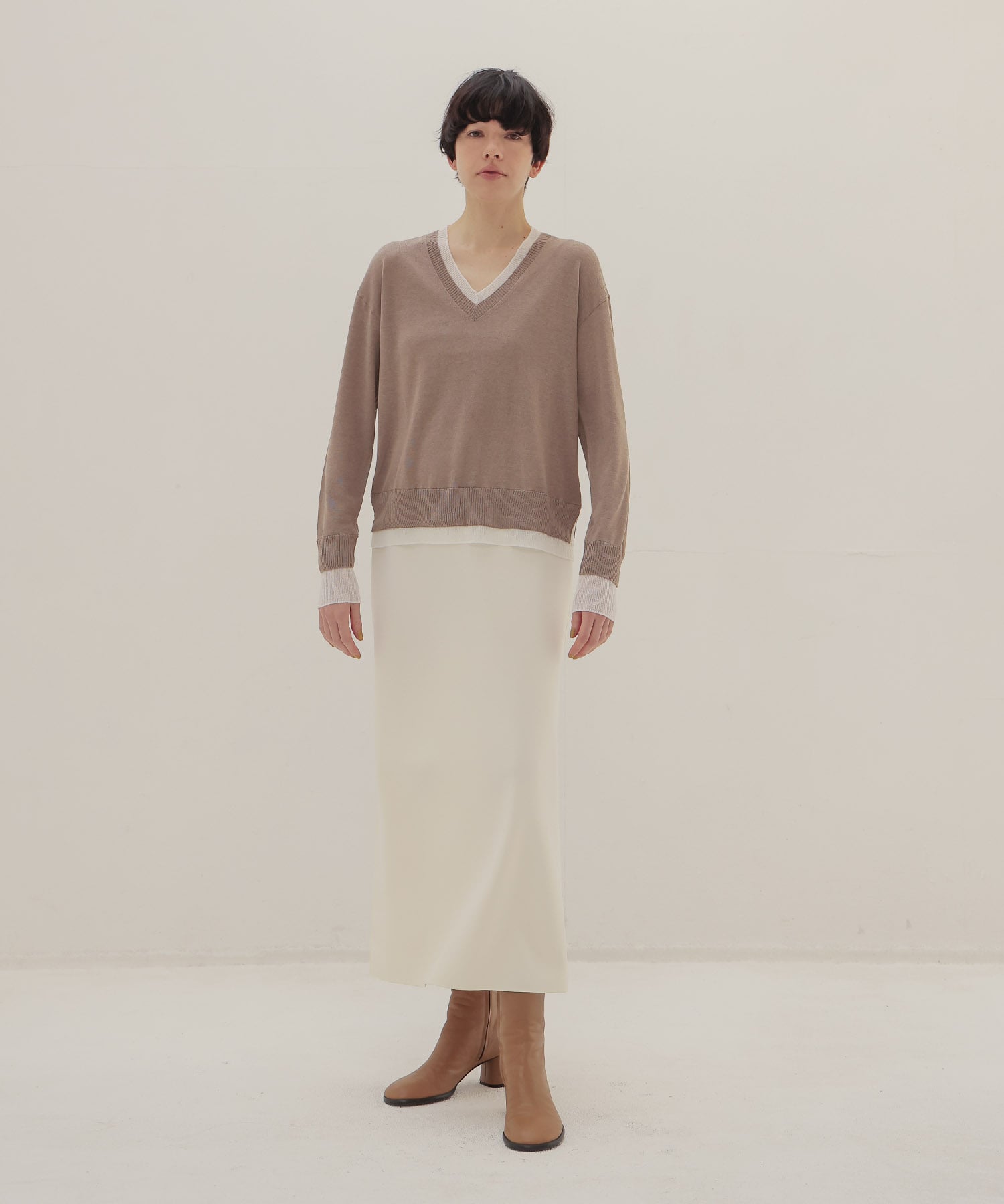 layered V neck pullover