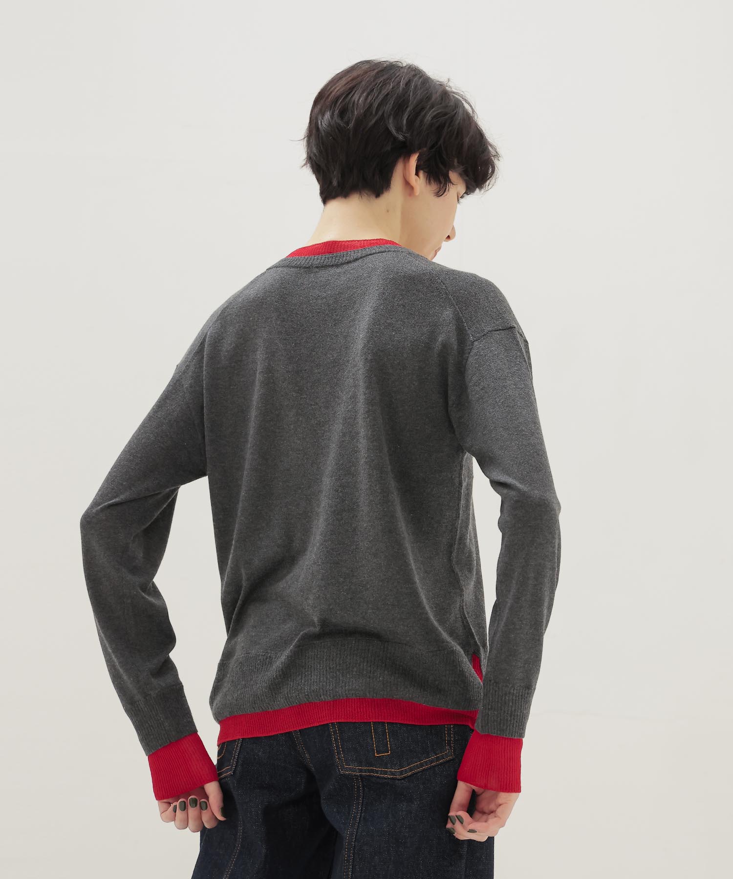 layered V neck pullover