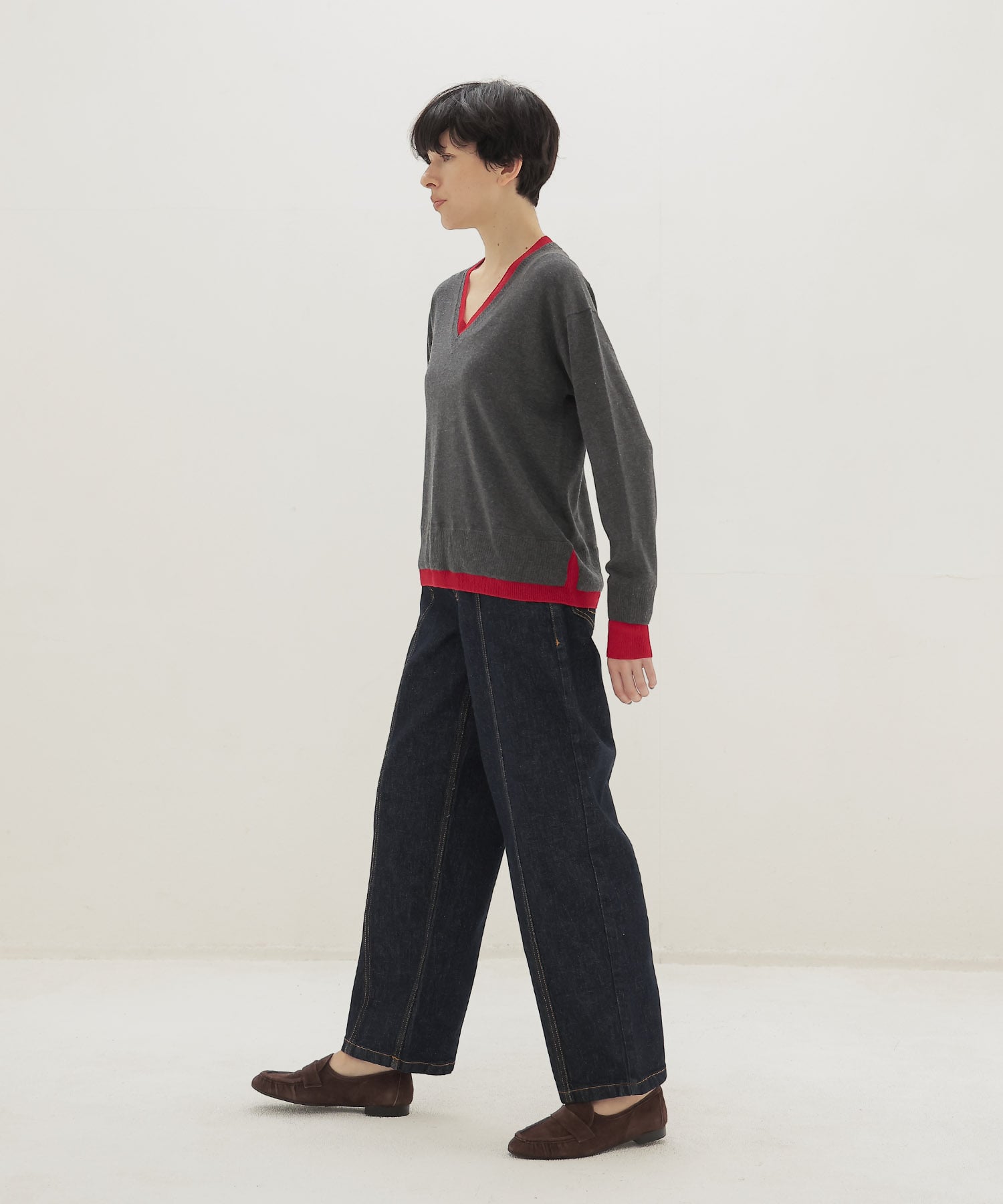 layered V neck pullover