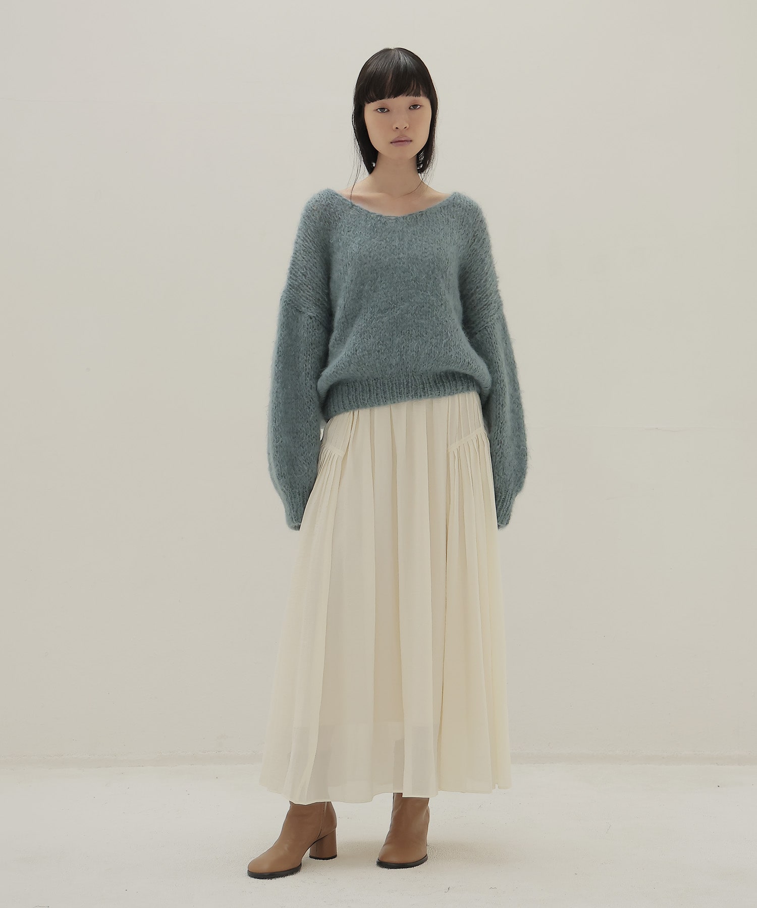 silky sheer gather skirt