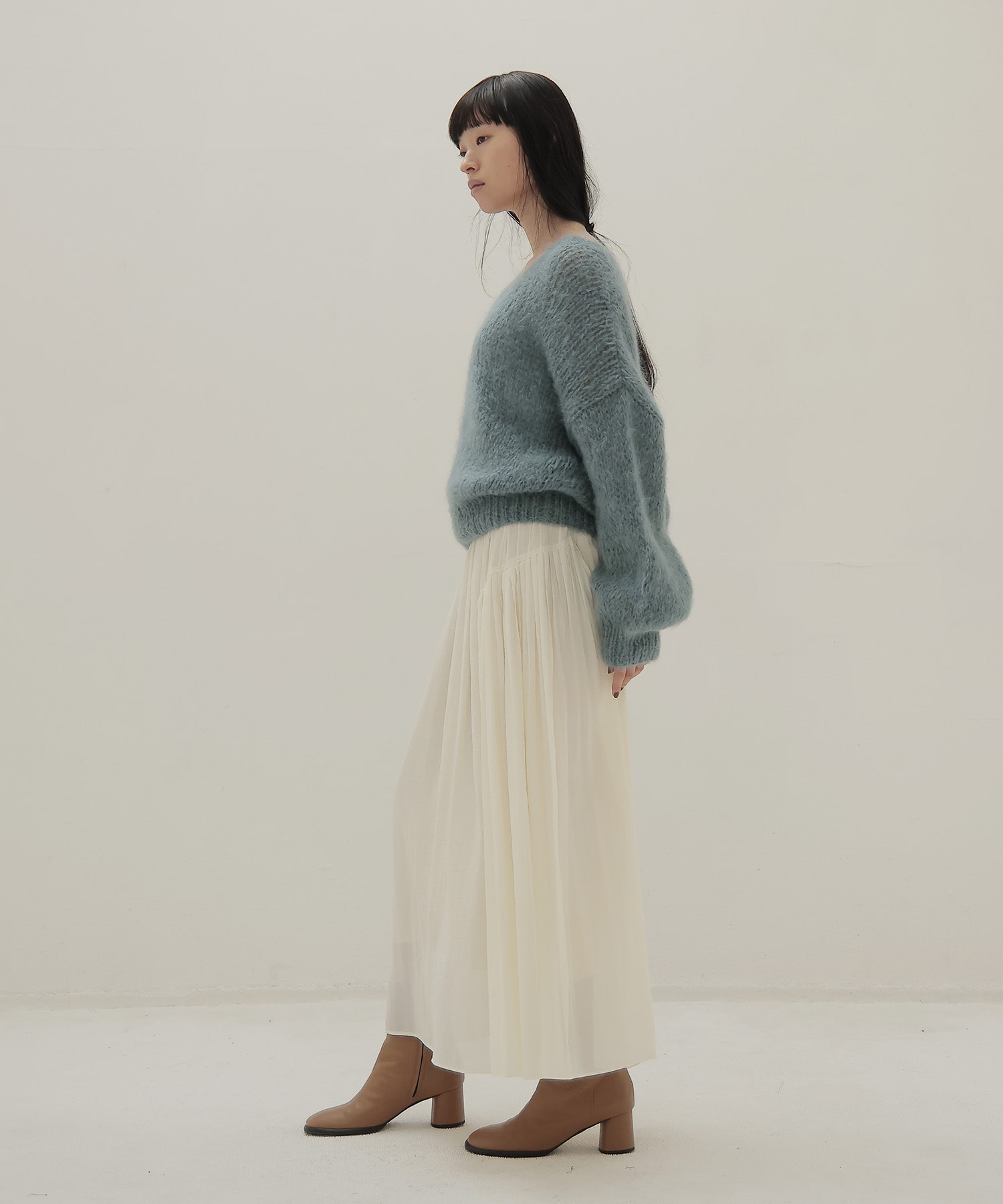 silky sheer gather skirt