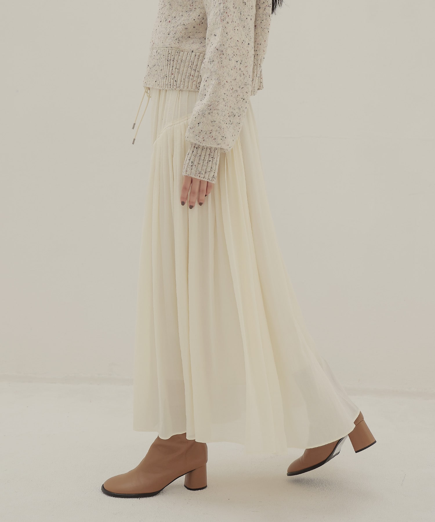 silky sheer gather skirt