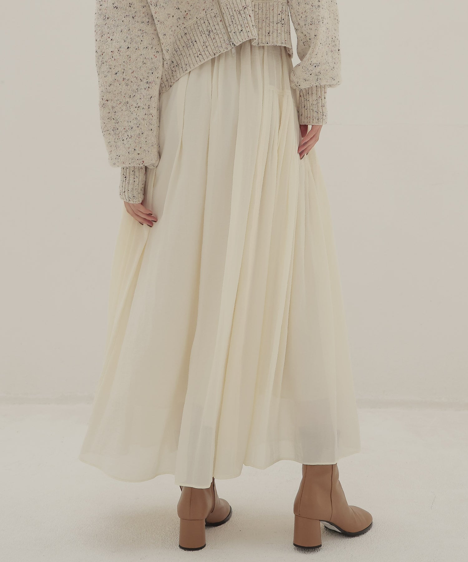 silky sheer gather skirt