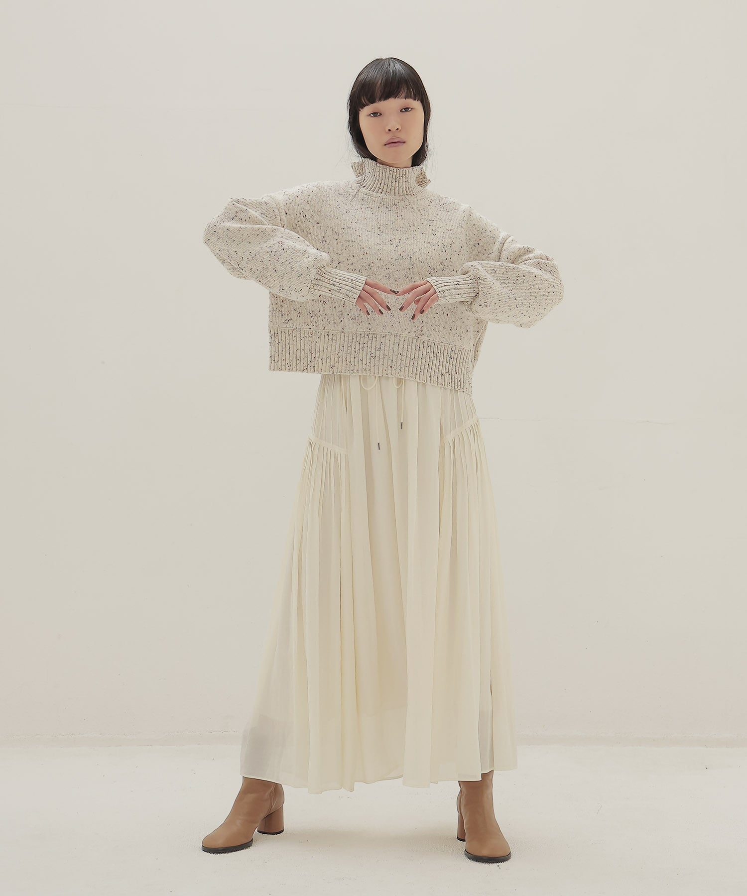 silky sheer gather skirt