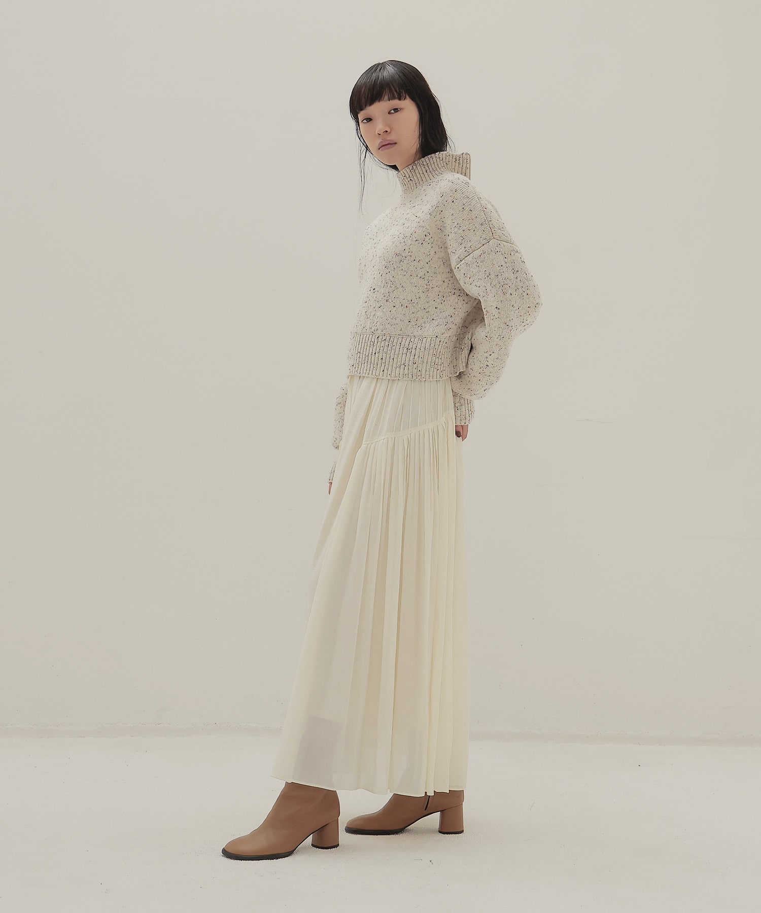 silky sheer gather skirt