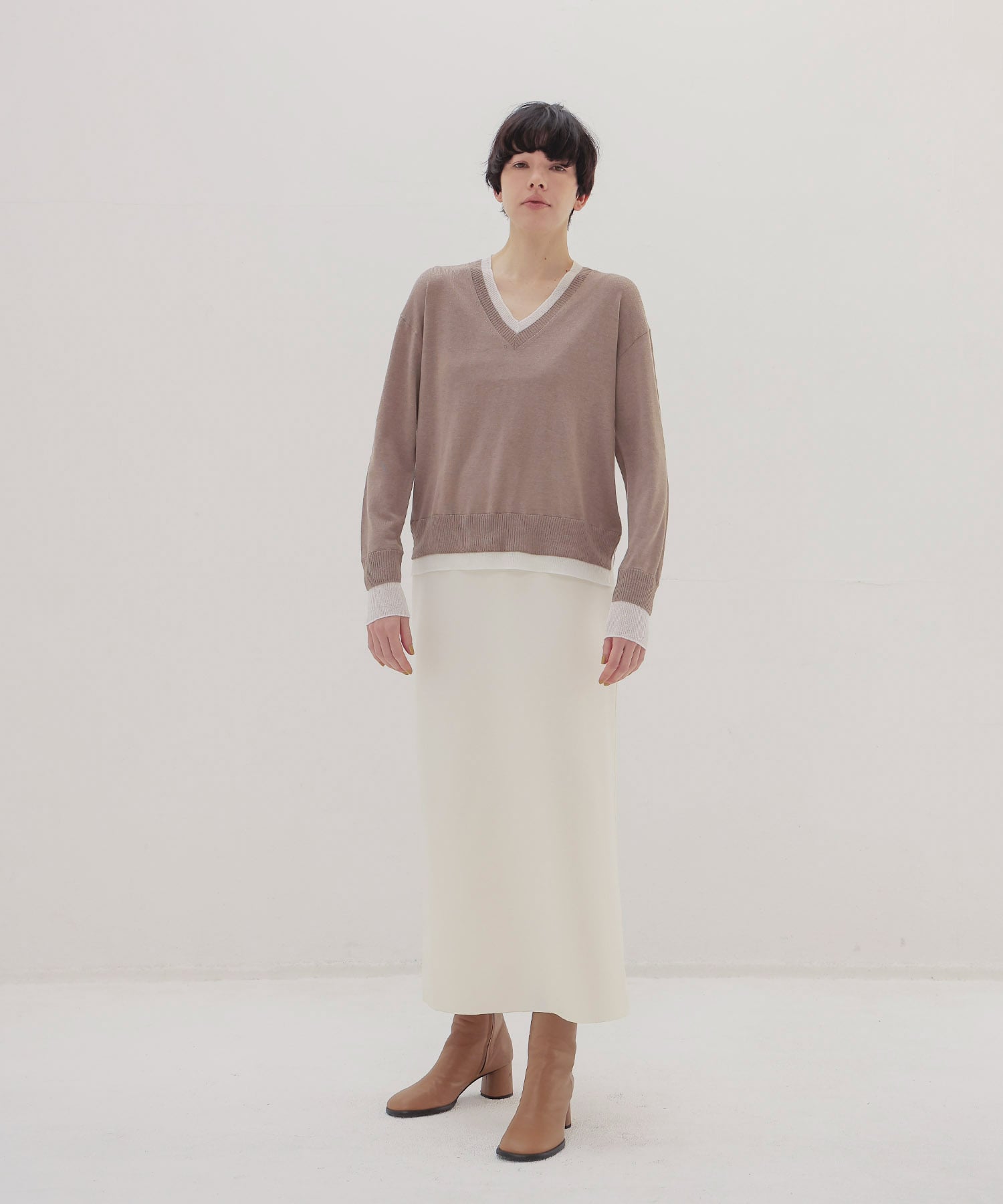 knit georgette fit long skirt