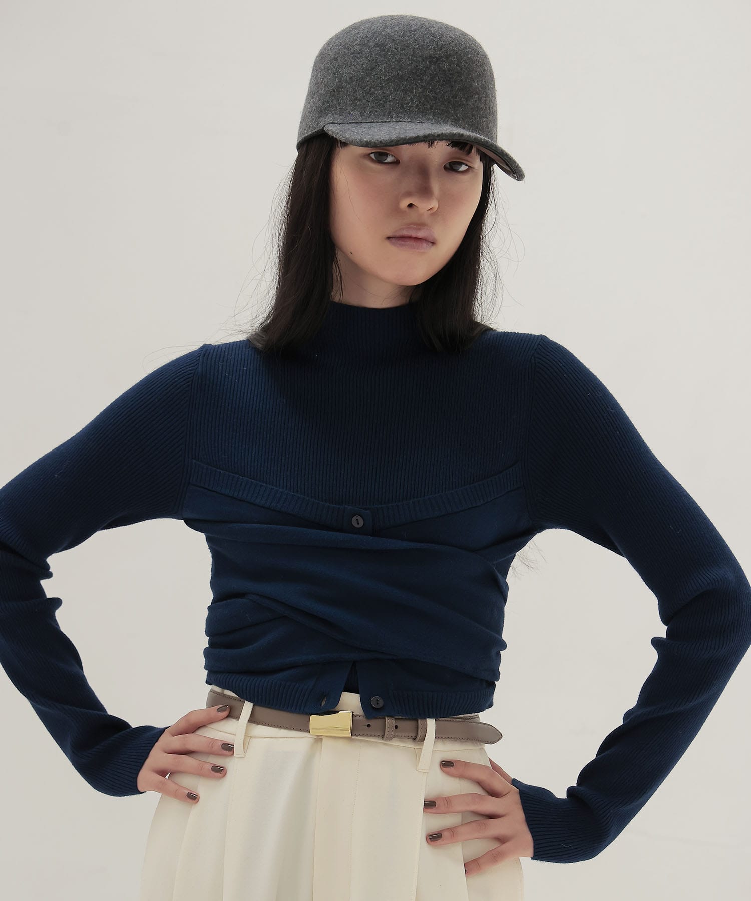 bustier high neck rib pull