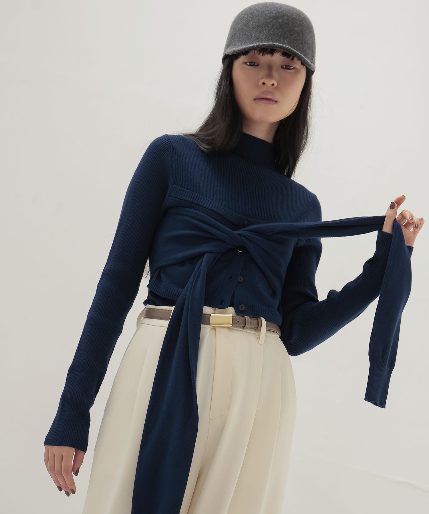 bustier high neck rib pull