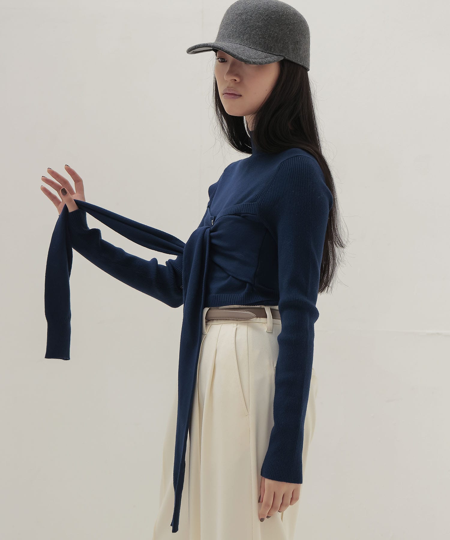 bustier high neck rib pull