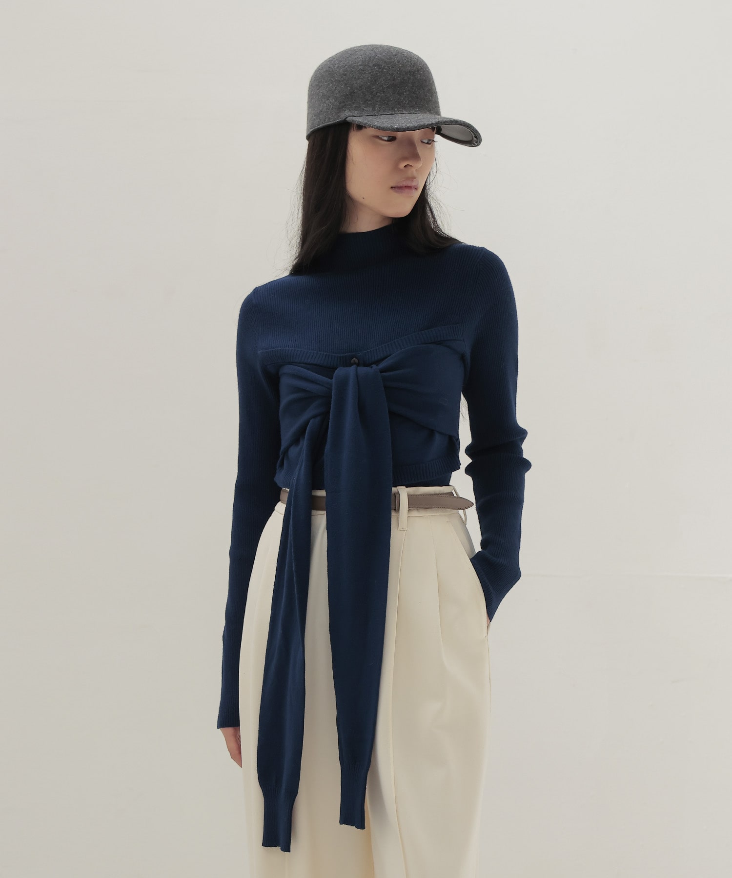 bustier high neck rib pull