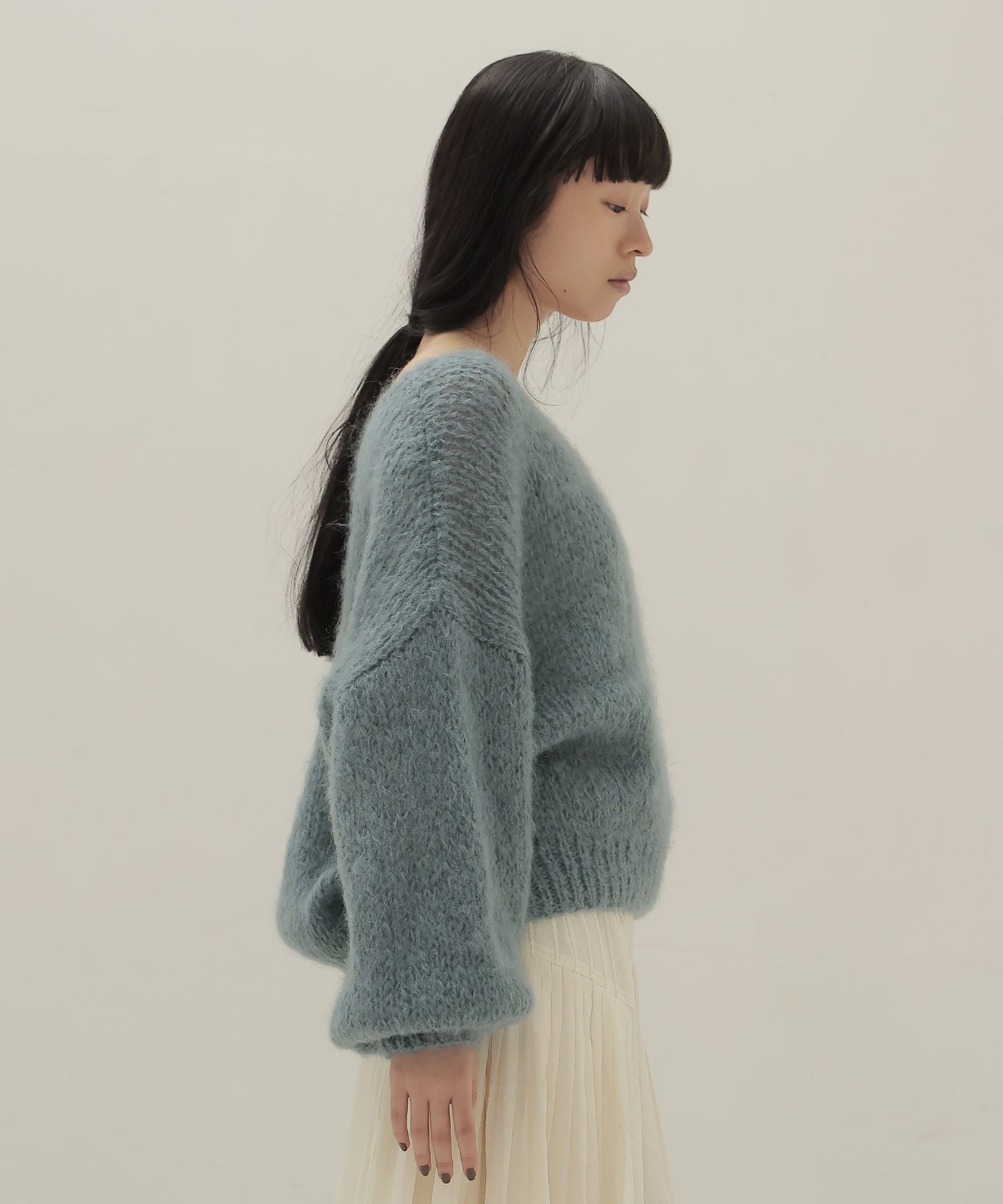 chunky mohair Vneck pullover