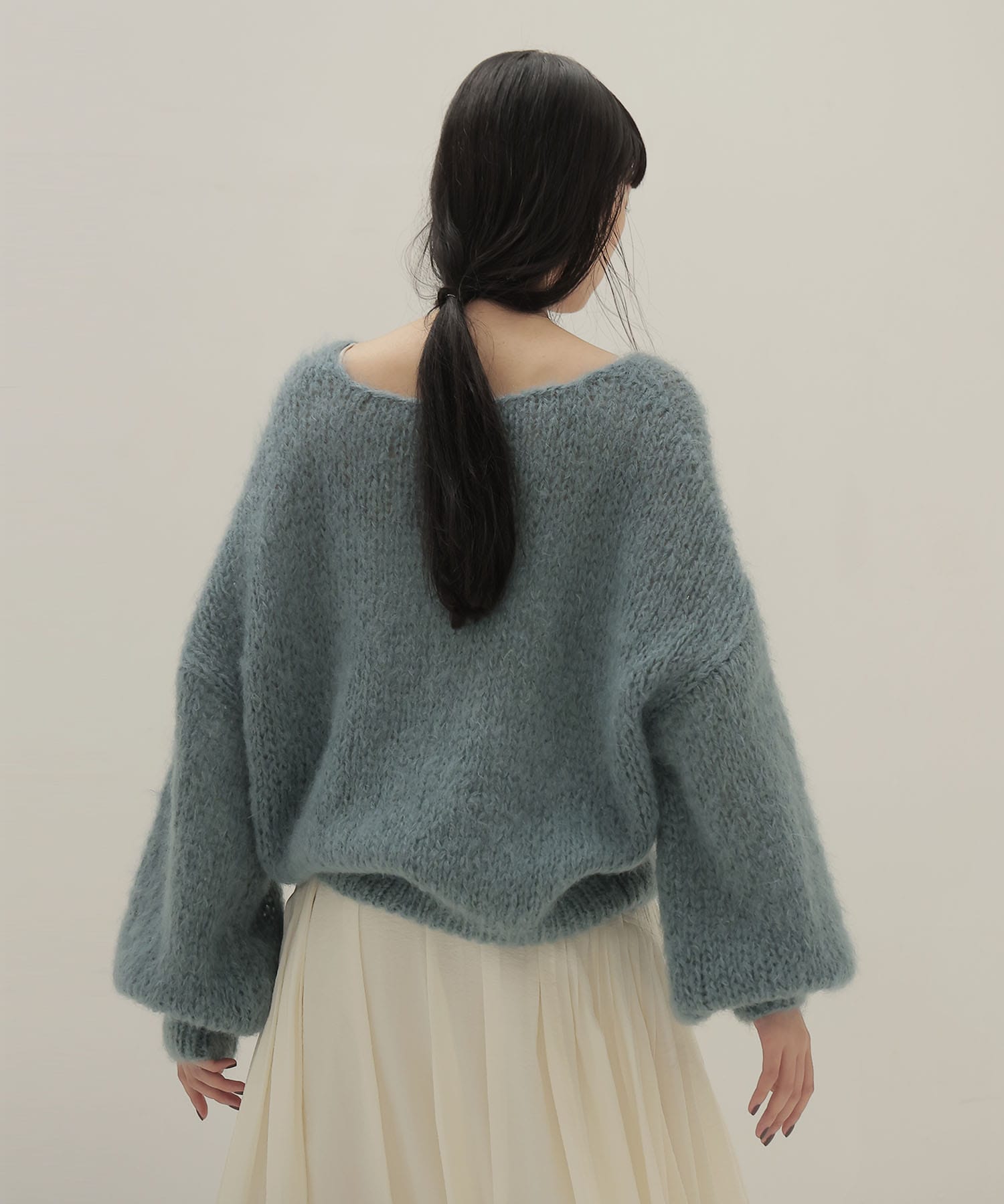 chunky mohair Vneck pullover