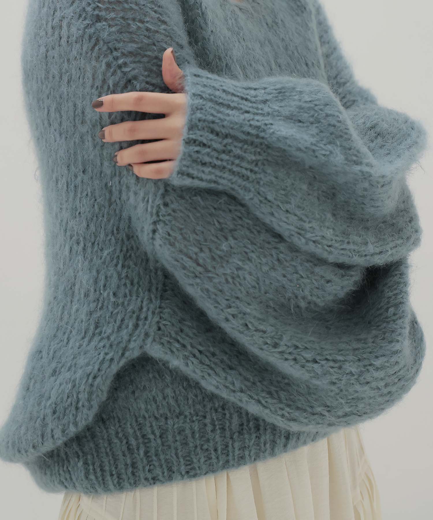 chunky mohair Vneck pullover