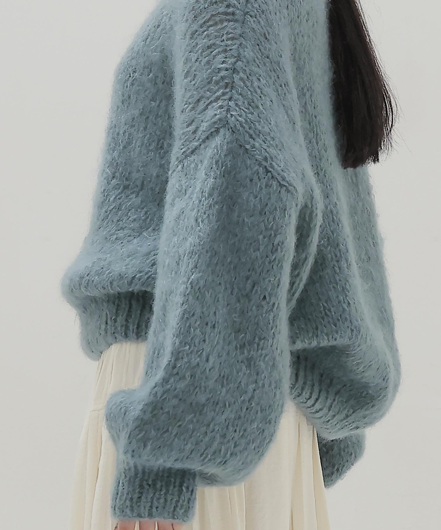 chunky mohair Vneck pullover