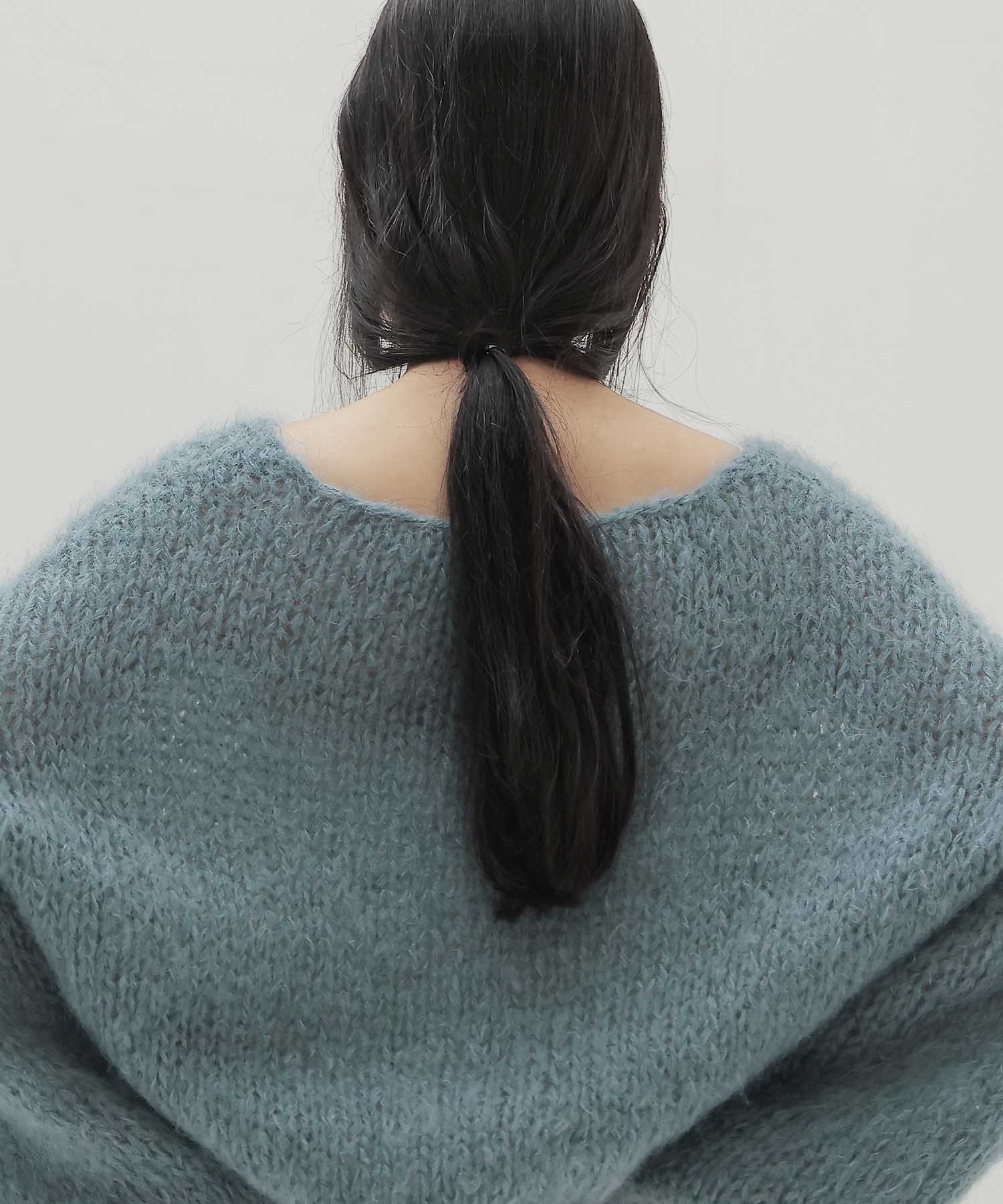 chunky mohair Vneck pullover