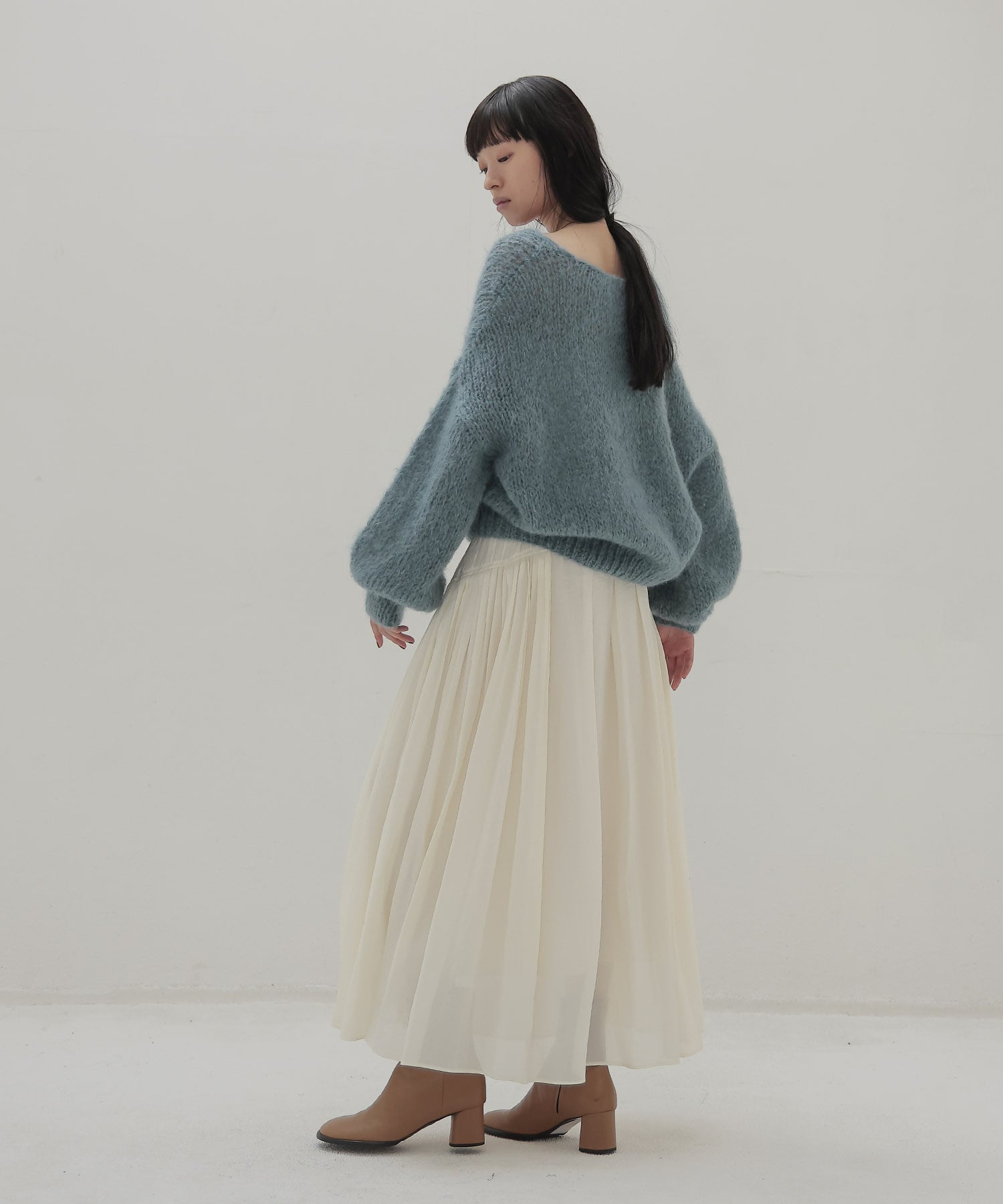 chunky mohair Vneck pullover