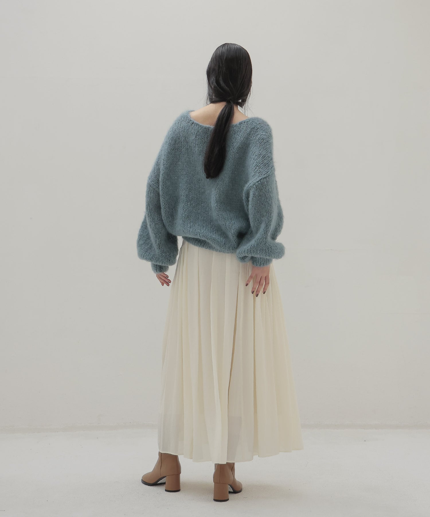 chunky mohair Vneck pullover