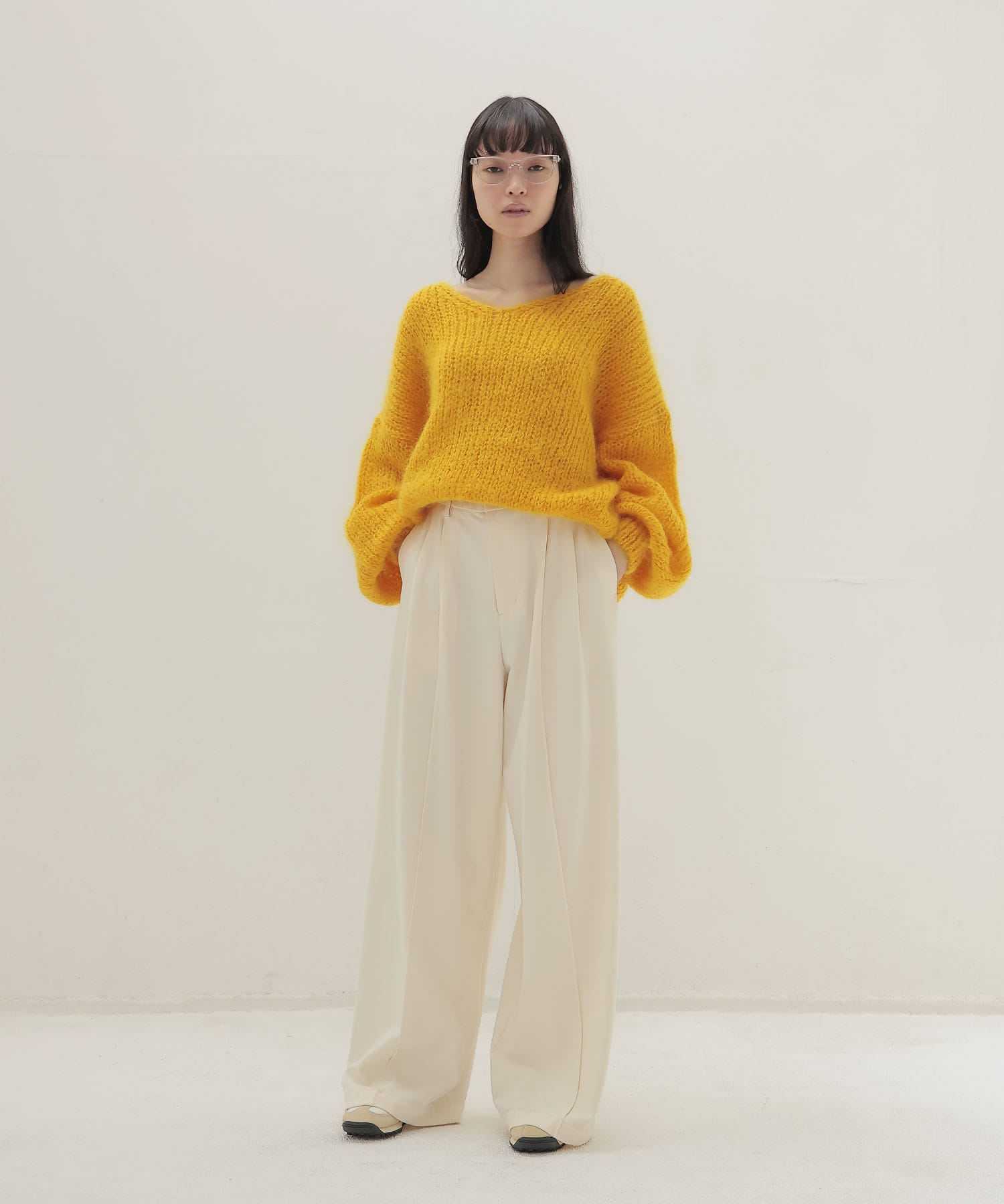 chunky mohair Vneck pullover