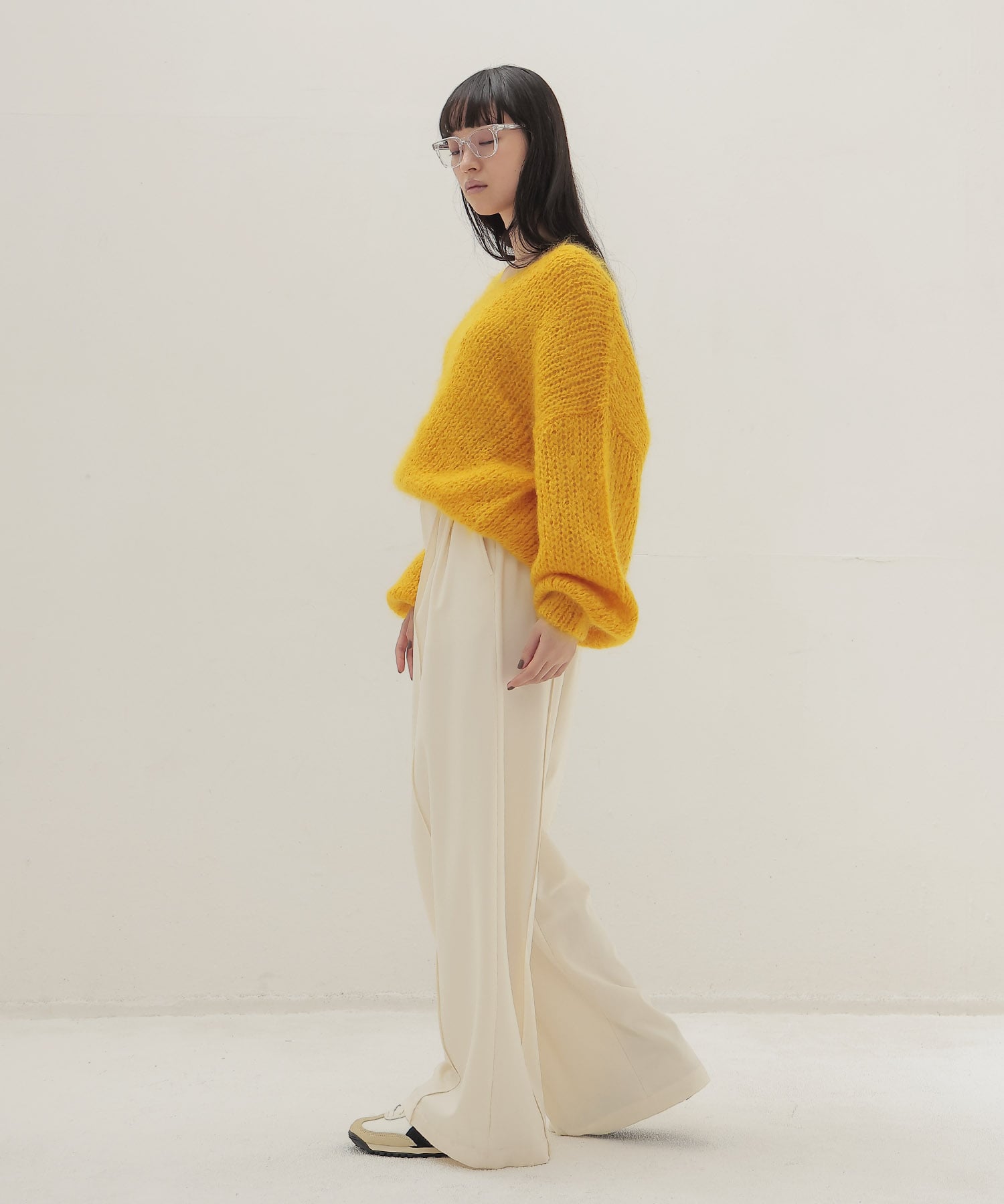 chunky mohair Vneck pullover