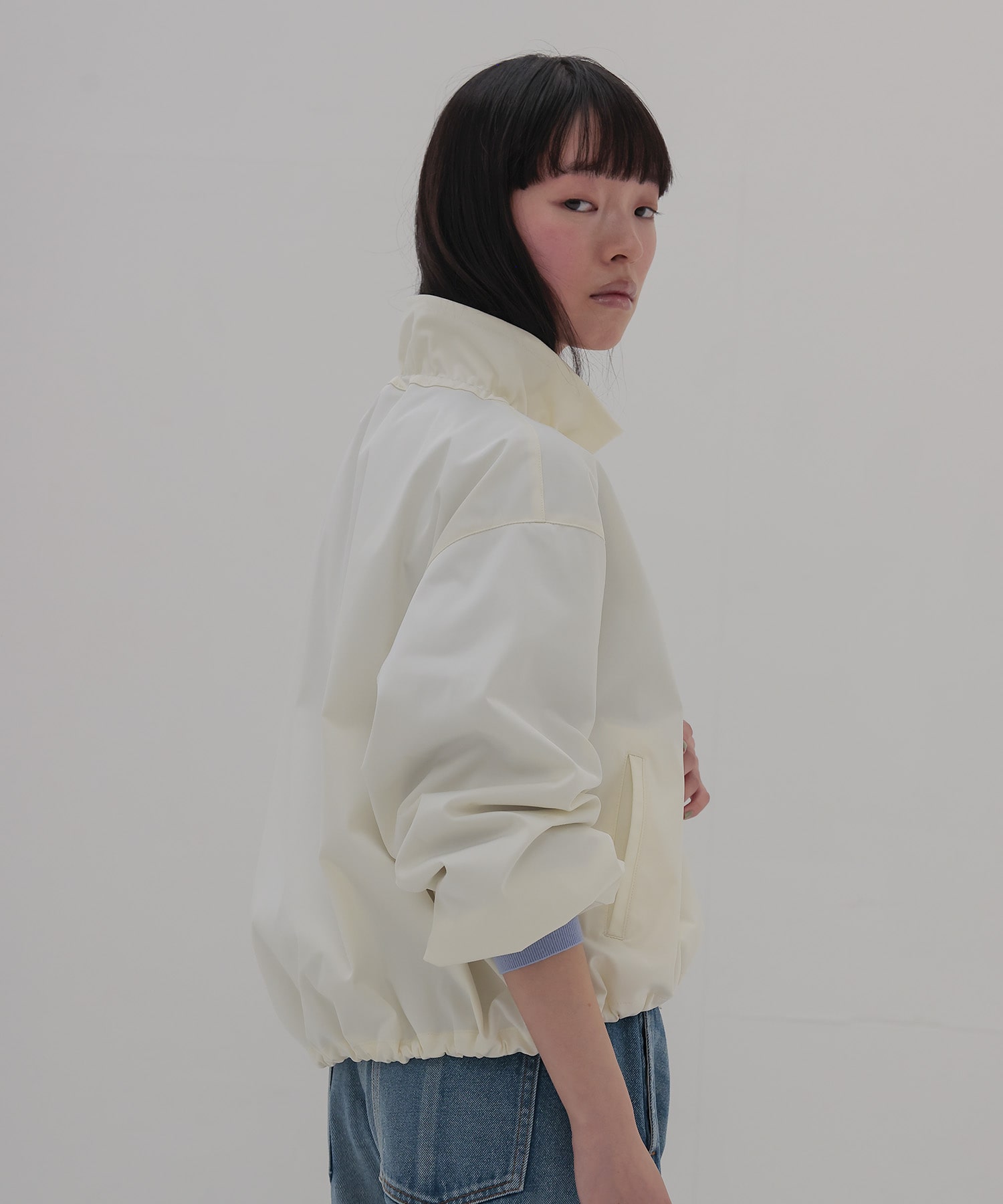 memory double satin blouson