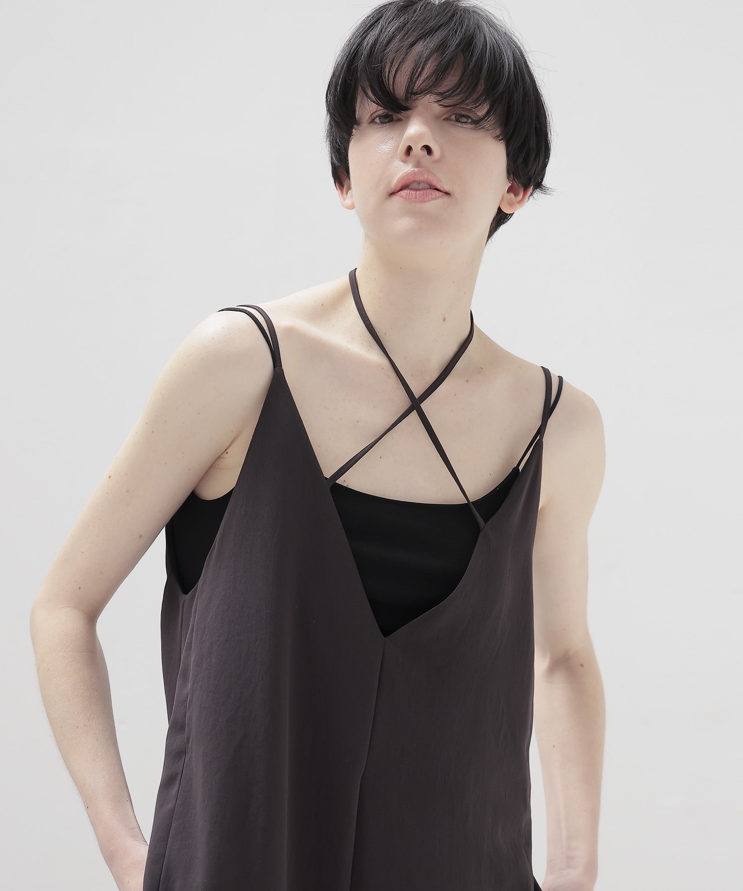 deep V cami all in one × stole set