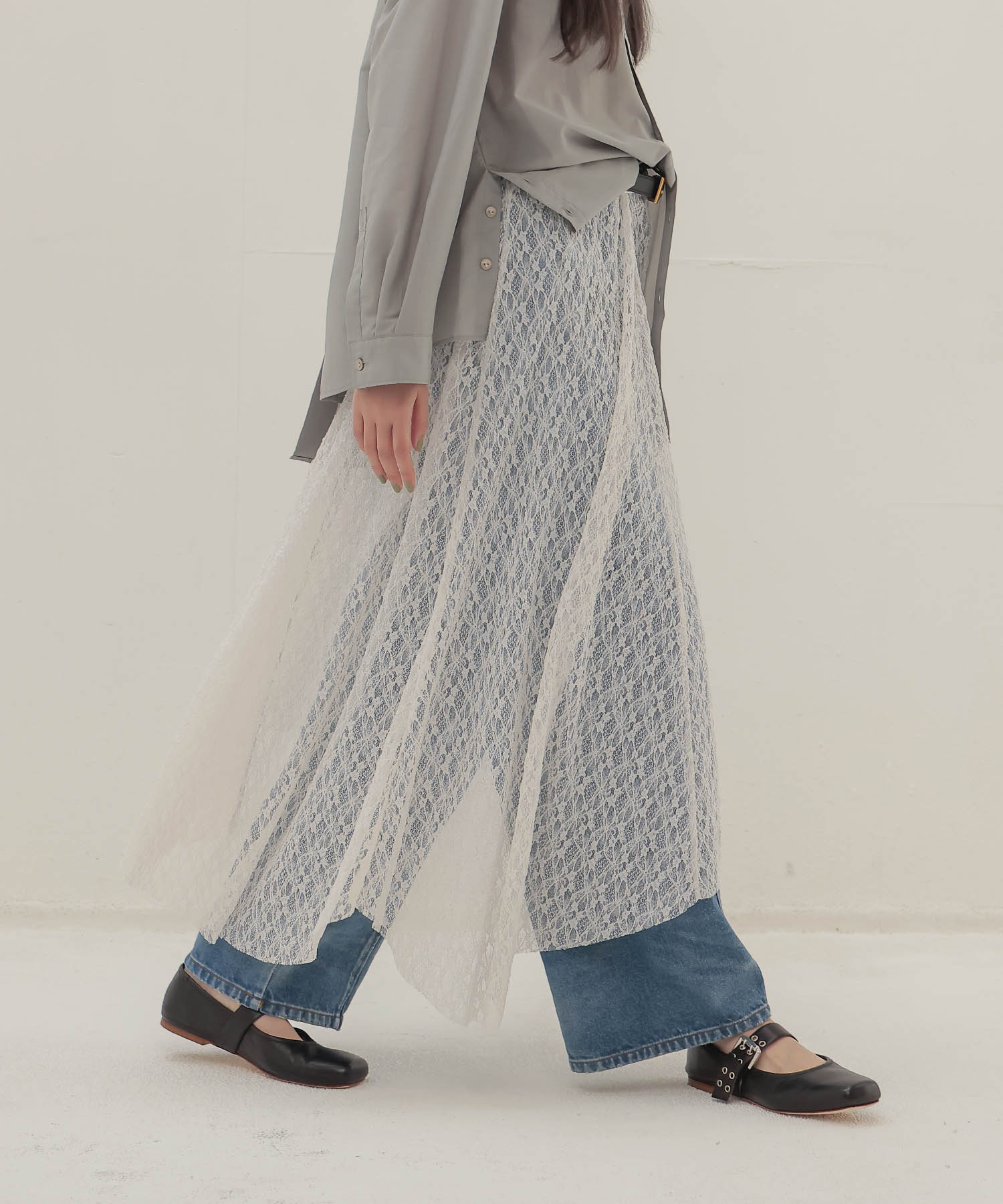 shrink stretch layered skirt