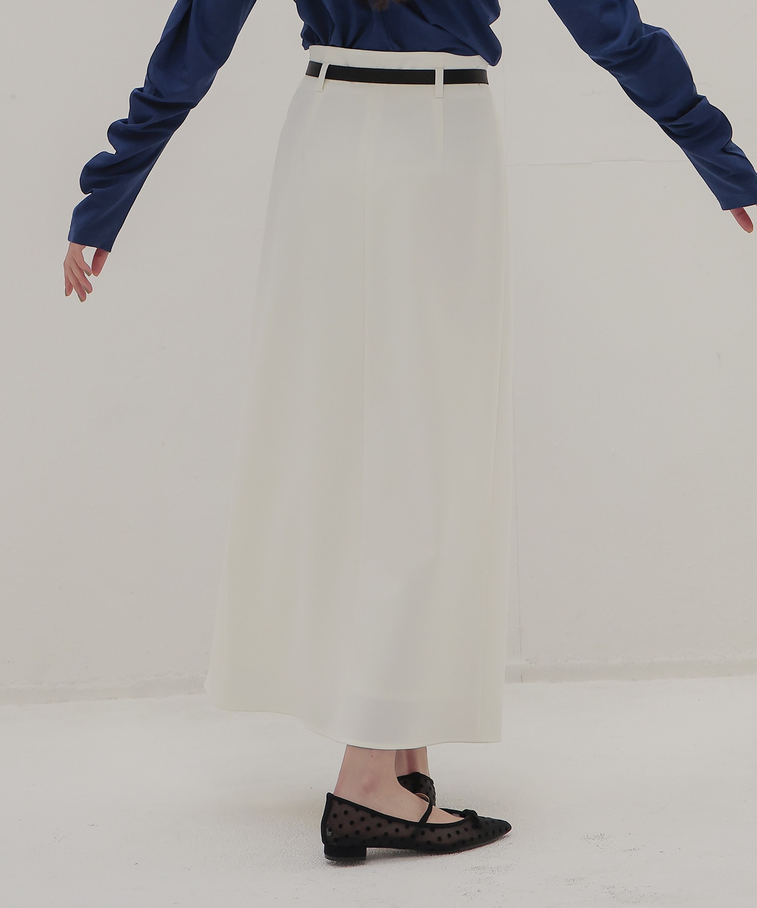 one pleats long skirt