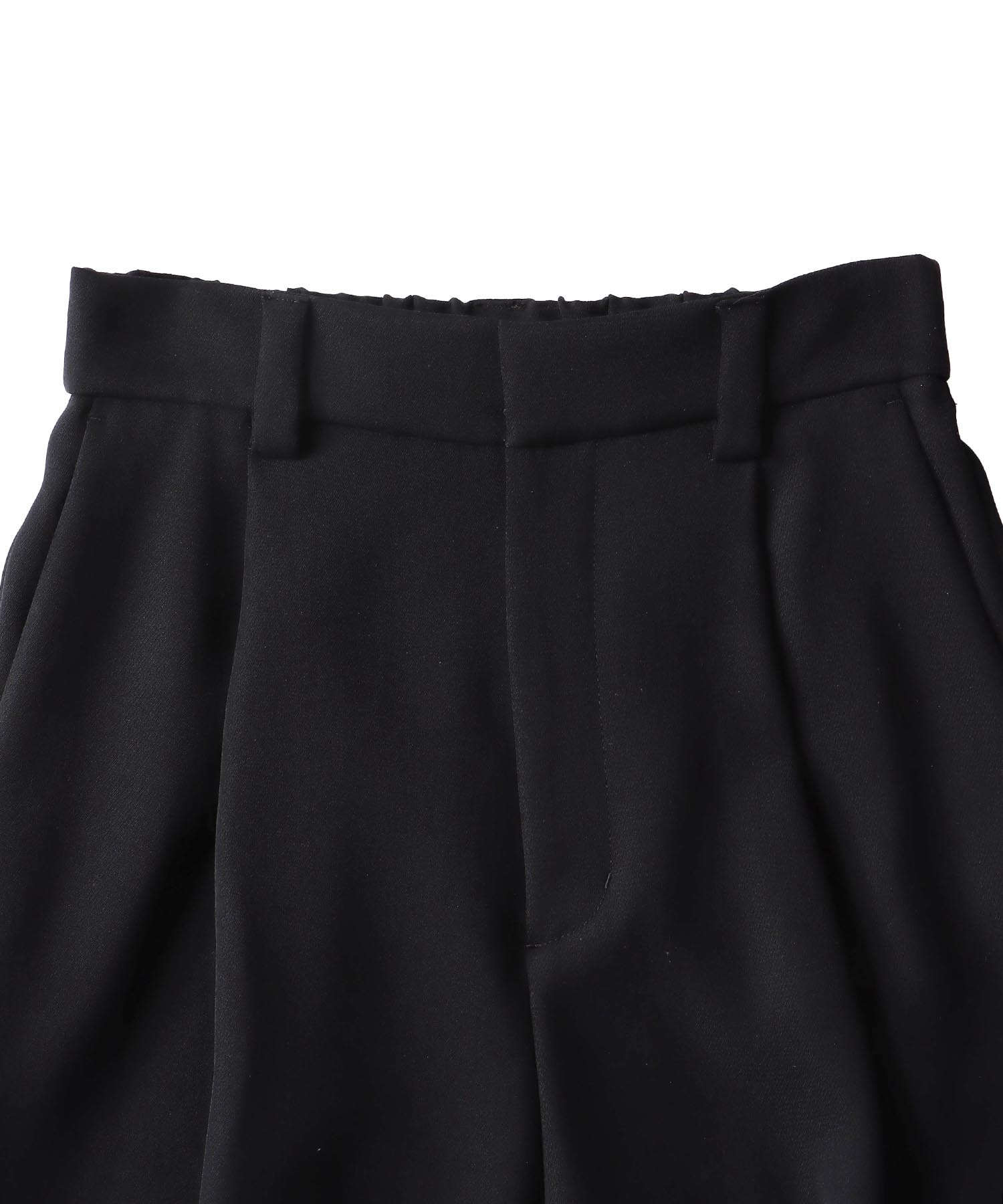 double satin hem tuck pants