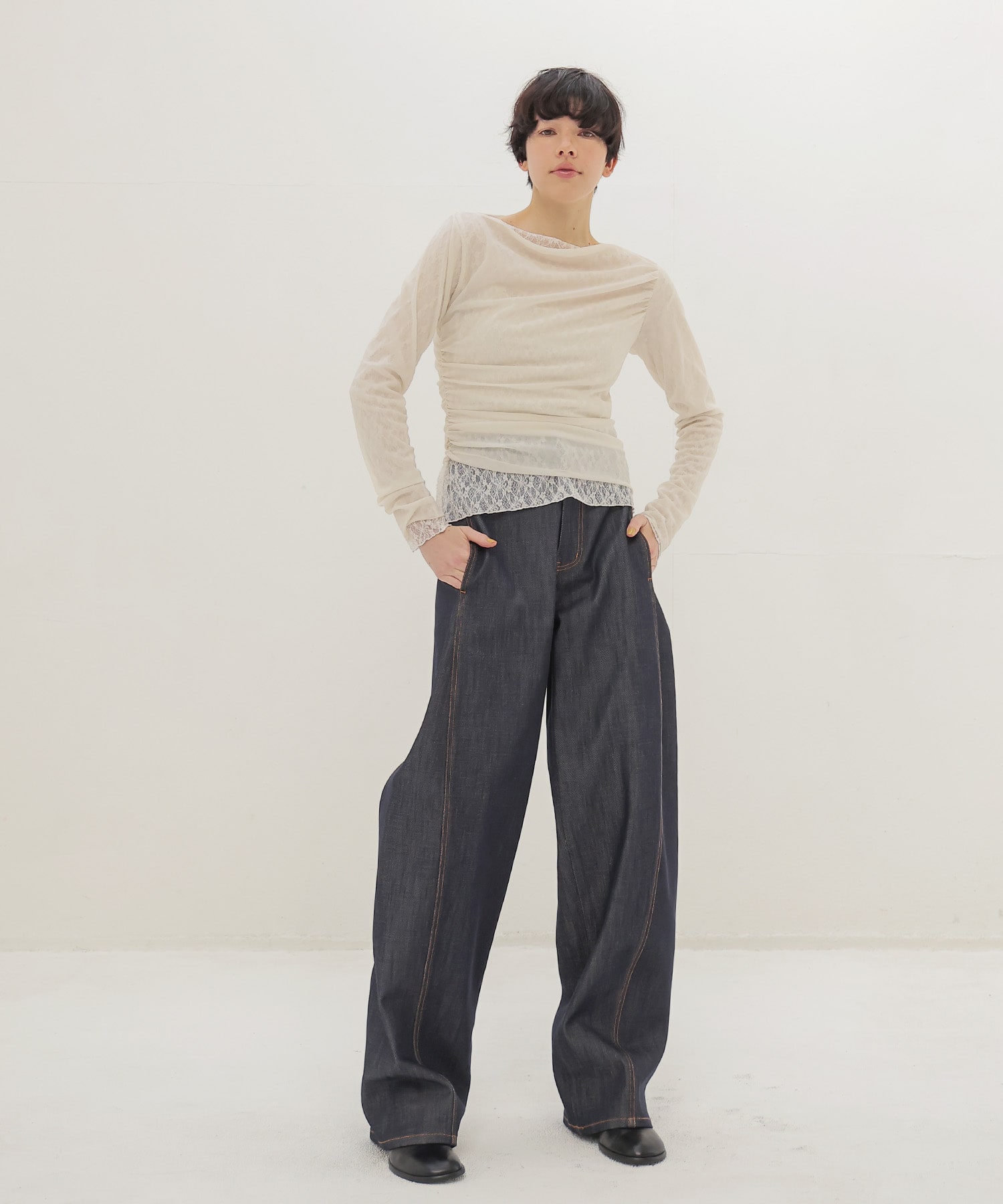 rigid like barrel denim