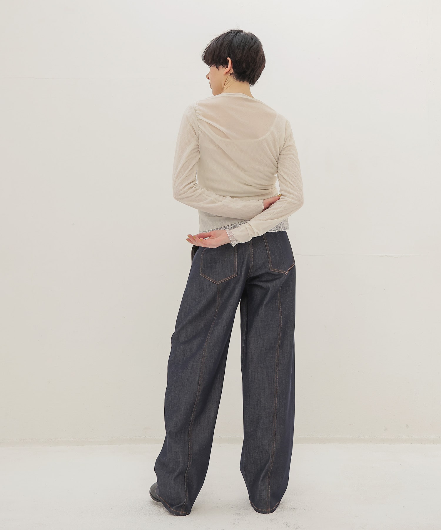 organza oblique gather pullover