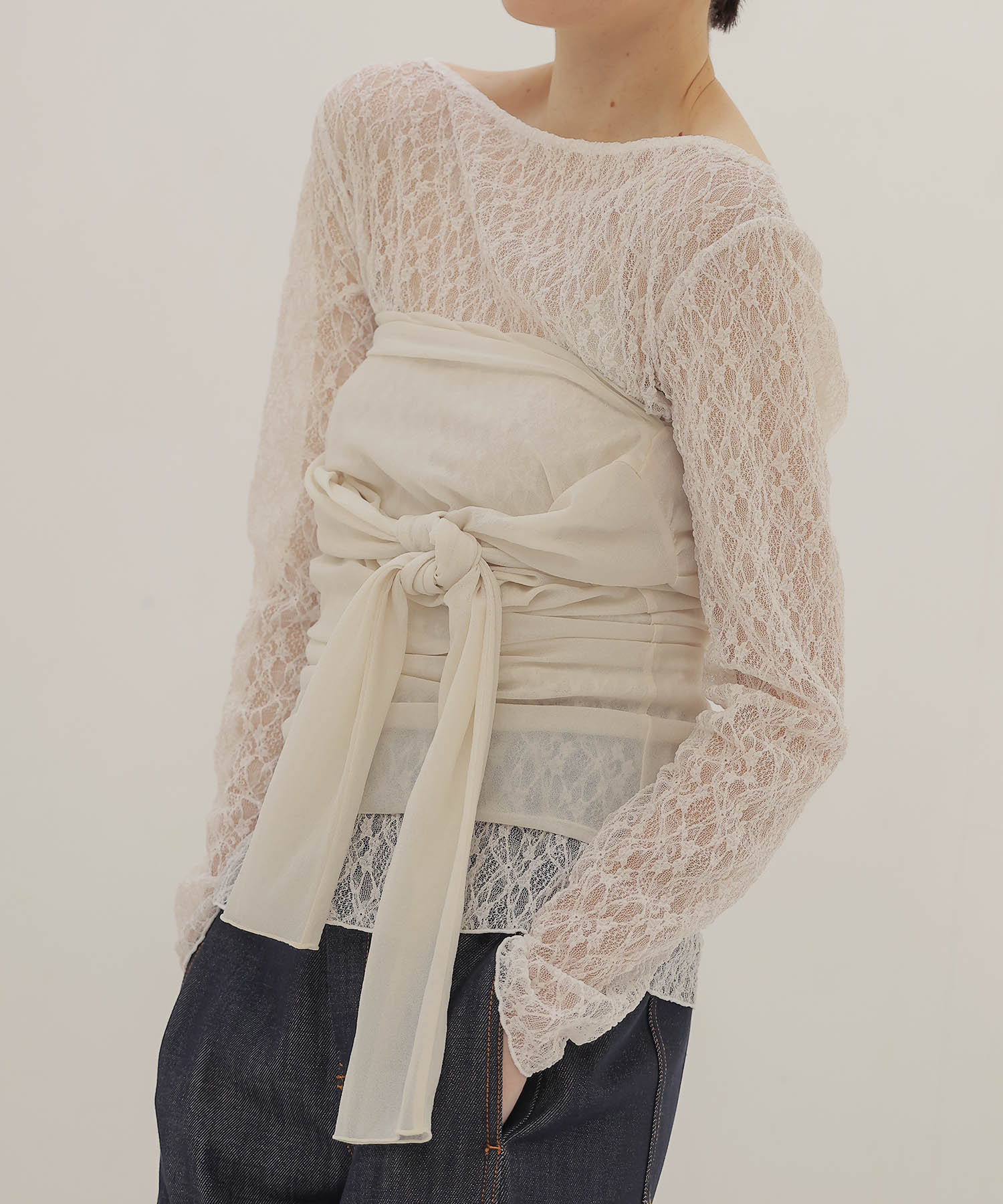 organza oblique gather pullover