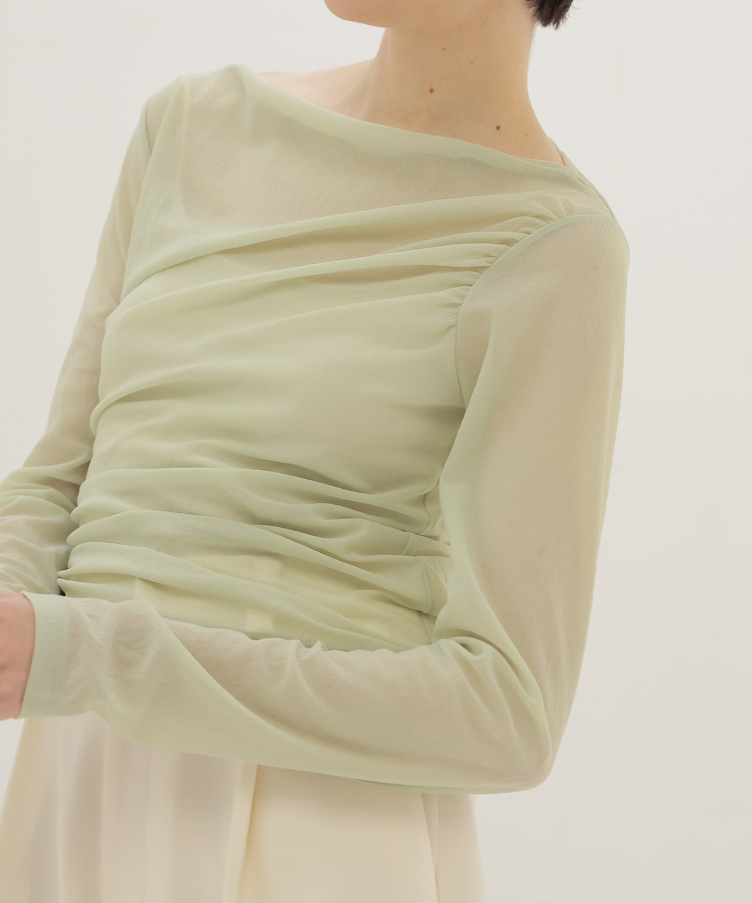 organza oblique gather pullover