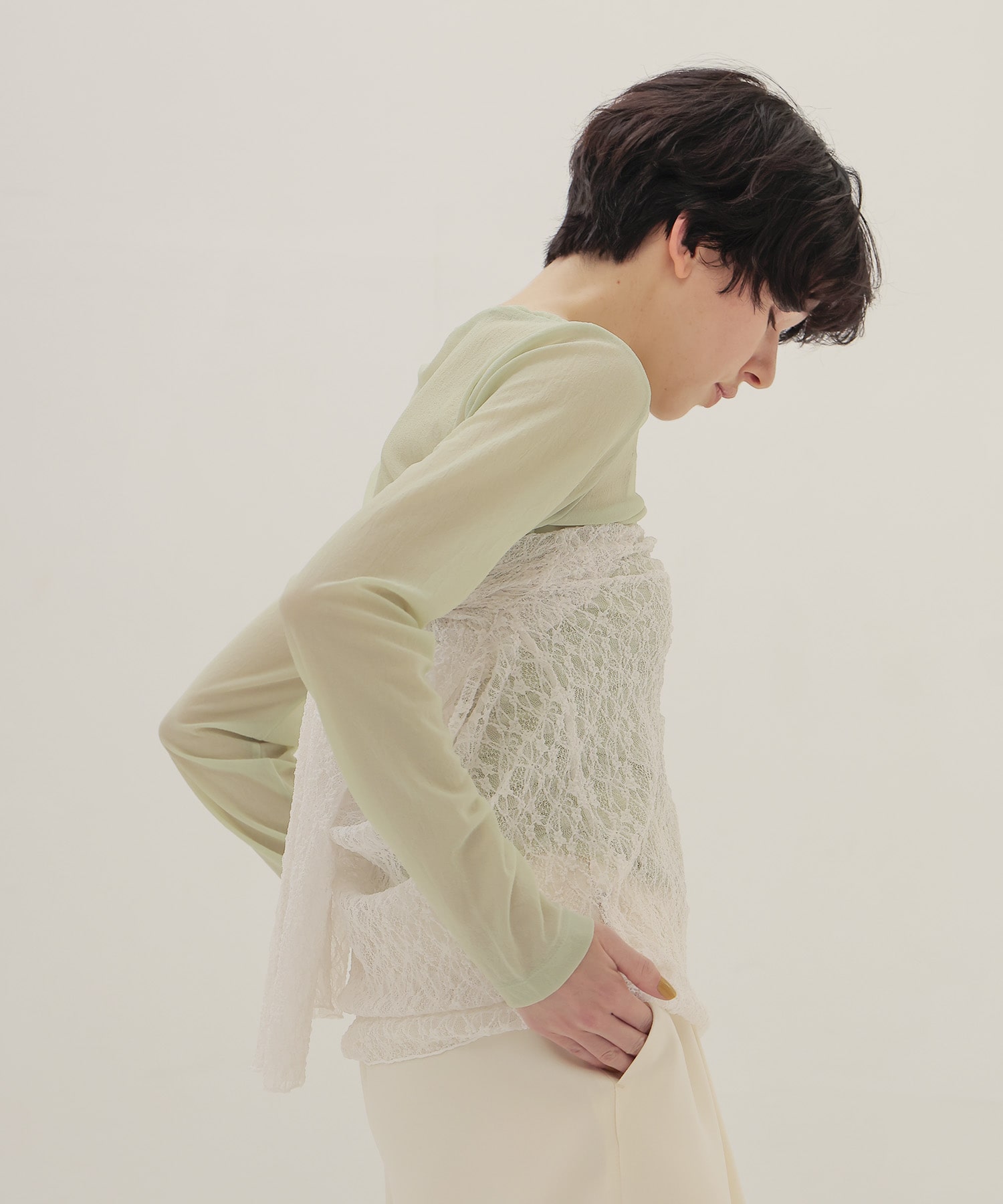 organza oblique gather pullover