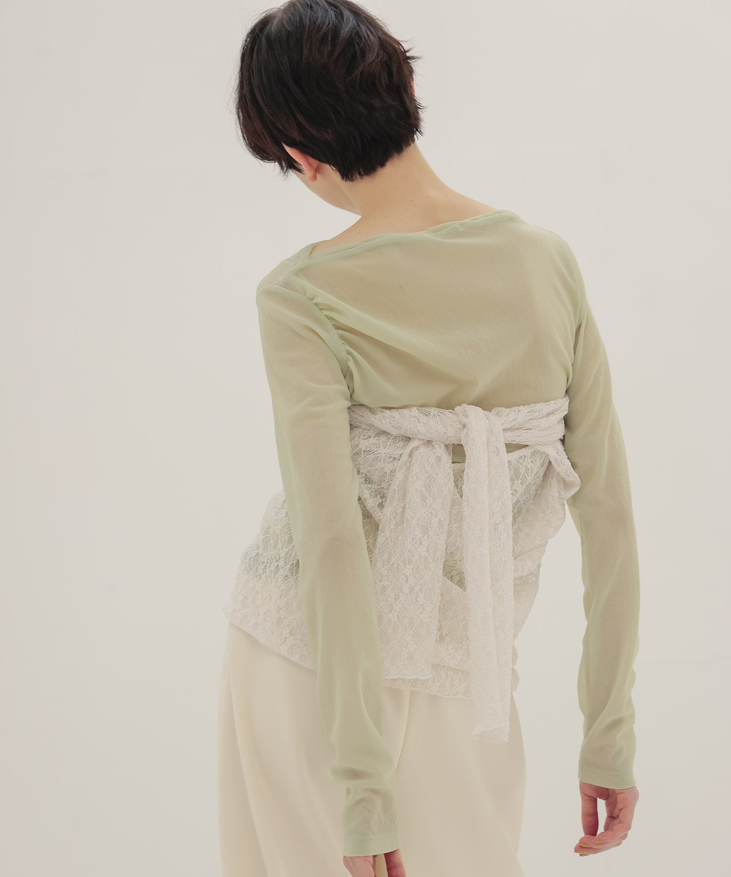 organza oblique gather pullover