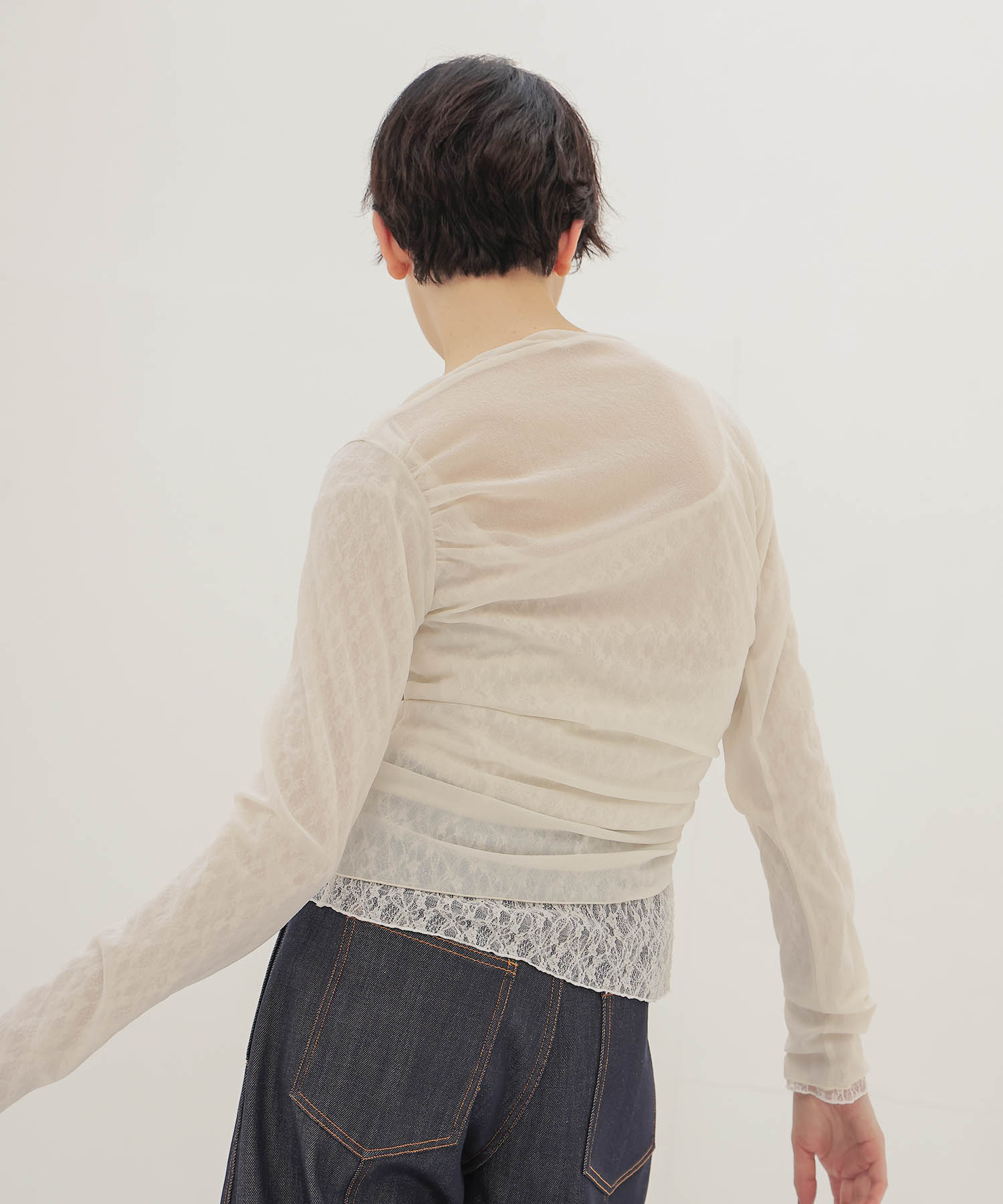 organza oblique gather pullover
