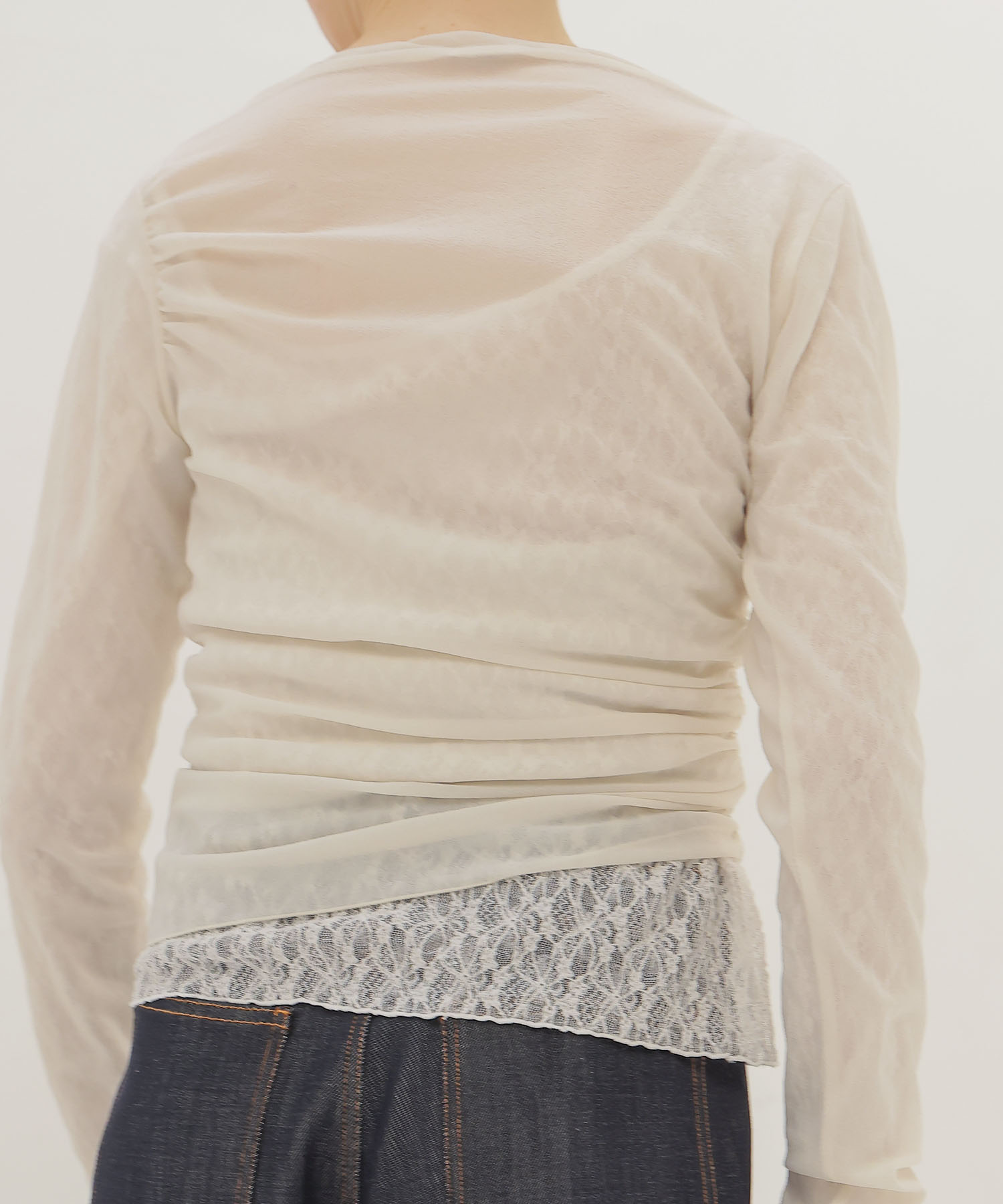 organza oblique gather pullover