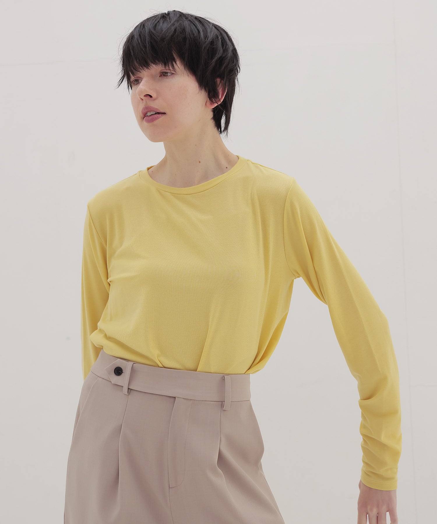 thick feel rib long sleeve tee