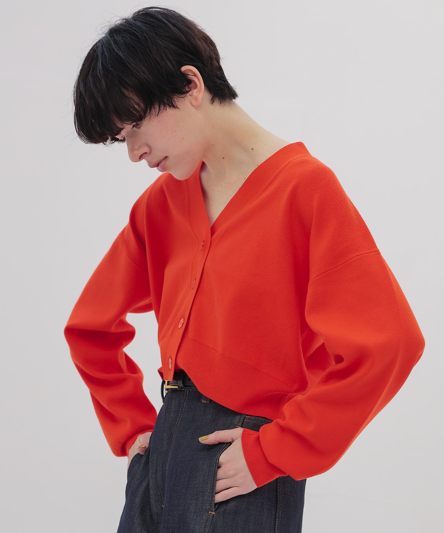 playful color short cardigan