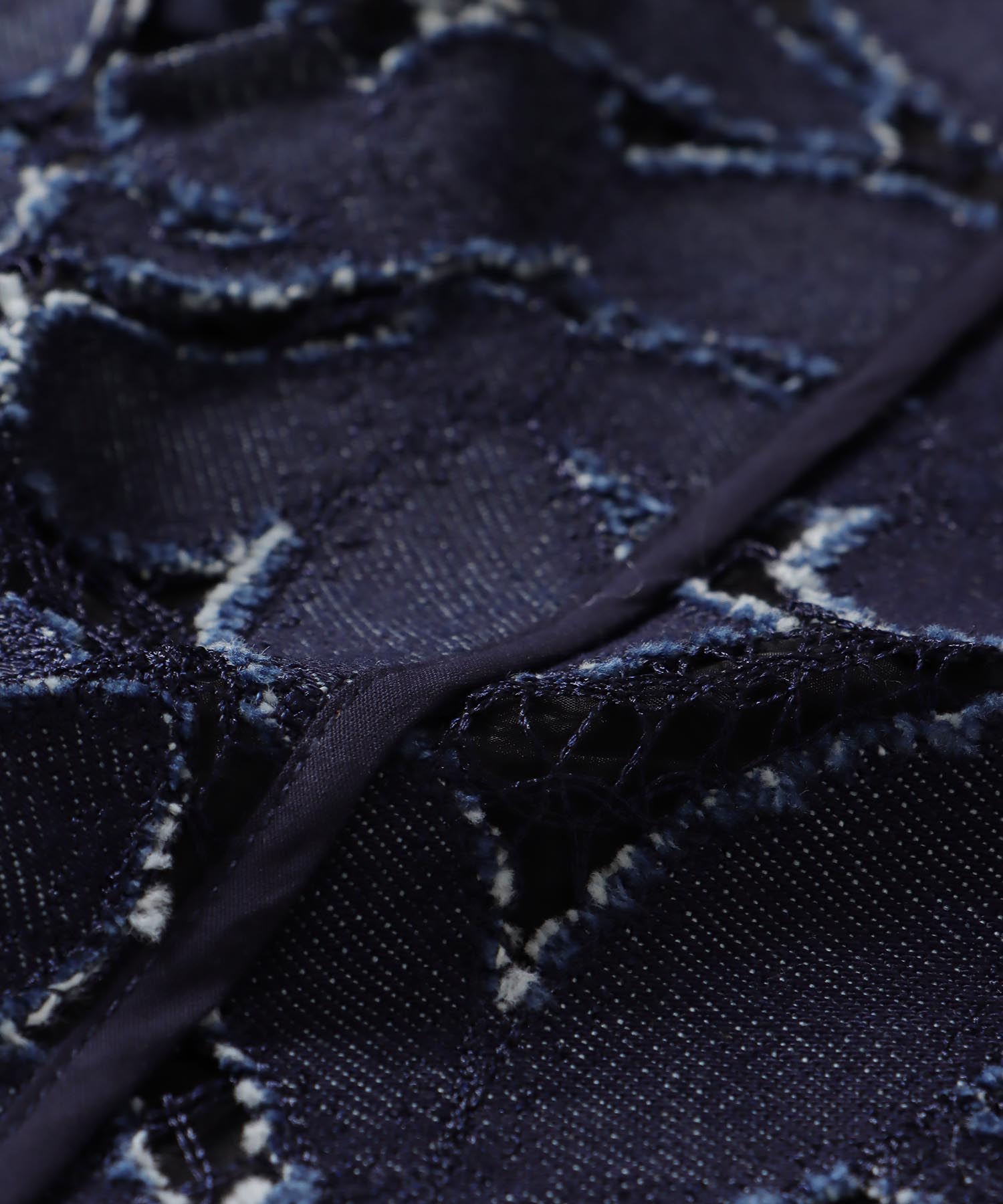 flower denim lace irregular blouse