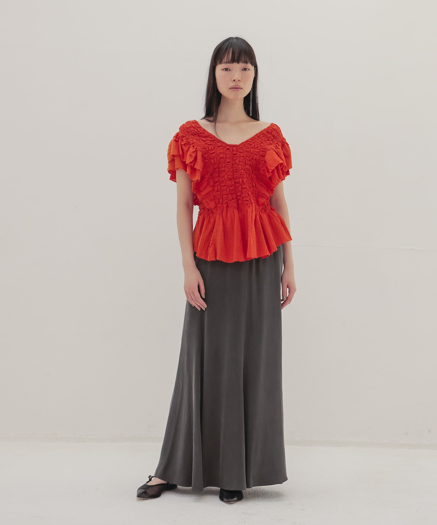 cupro panel flare skirt