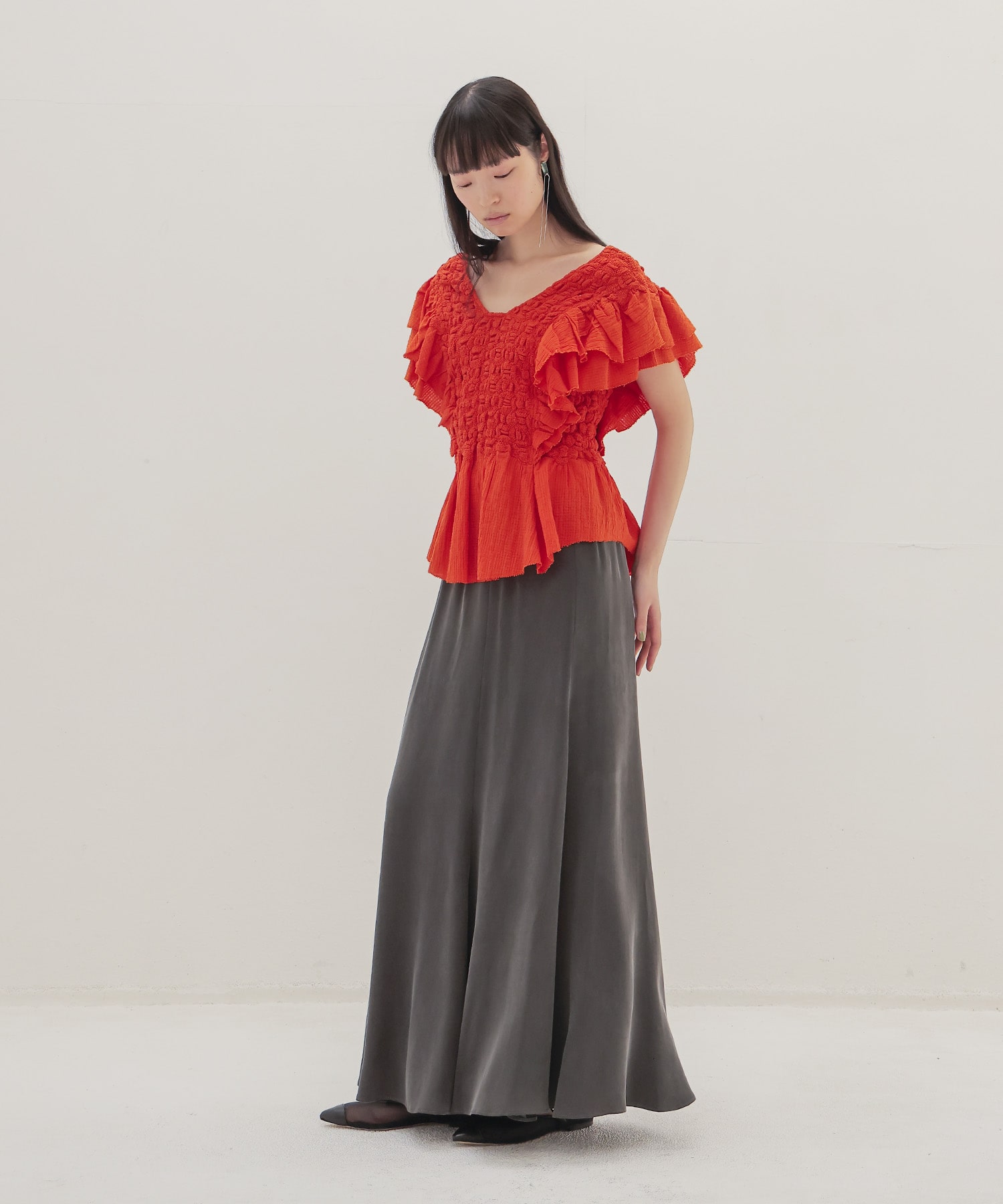 cupro panel flare skirt