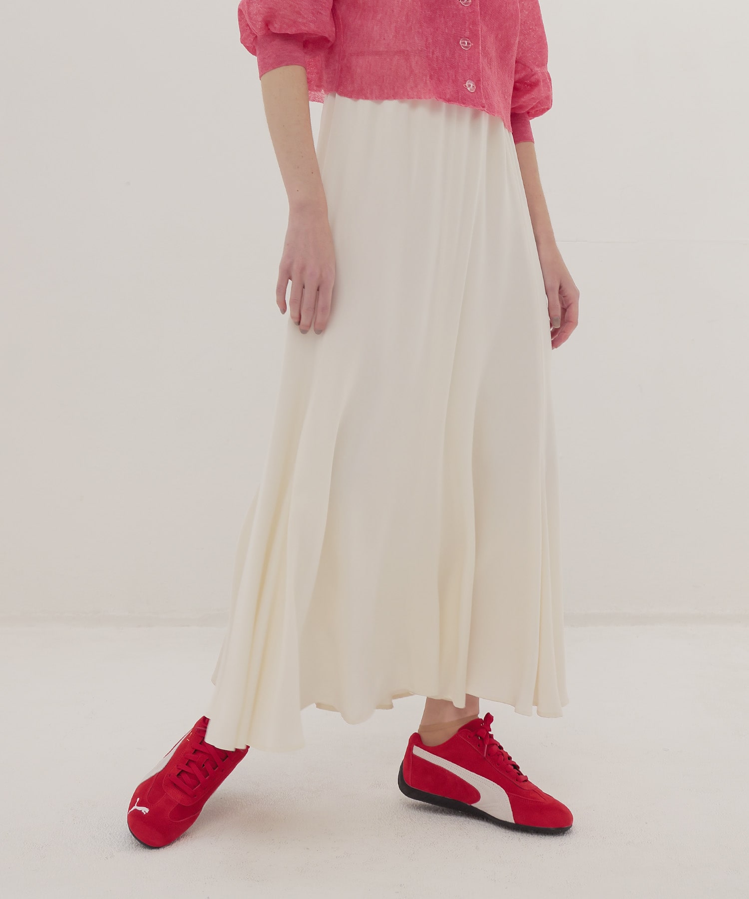 cupro panel flare skirt