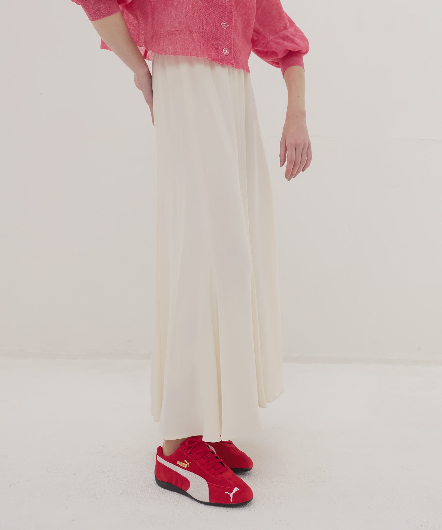 cupro panel flare skirt