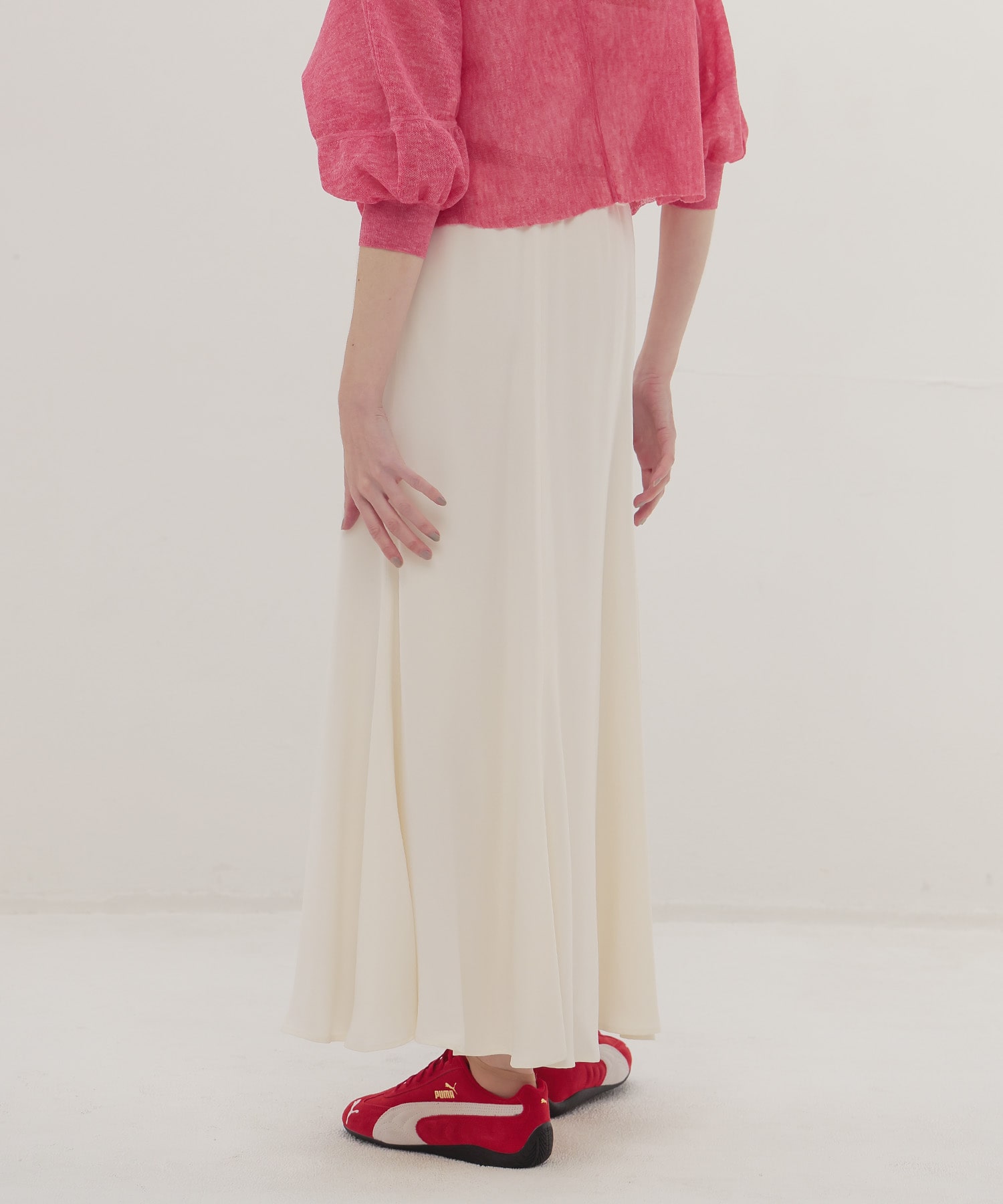 cupro panel flare skirt