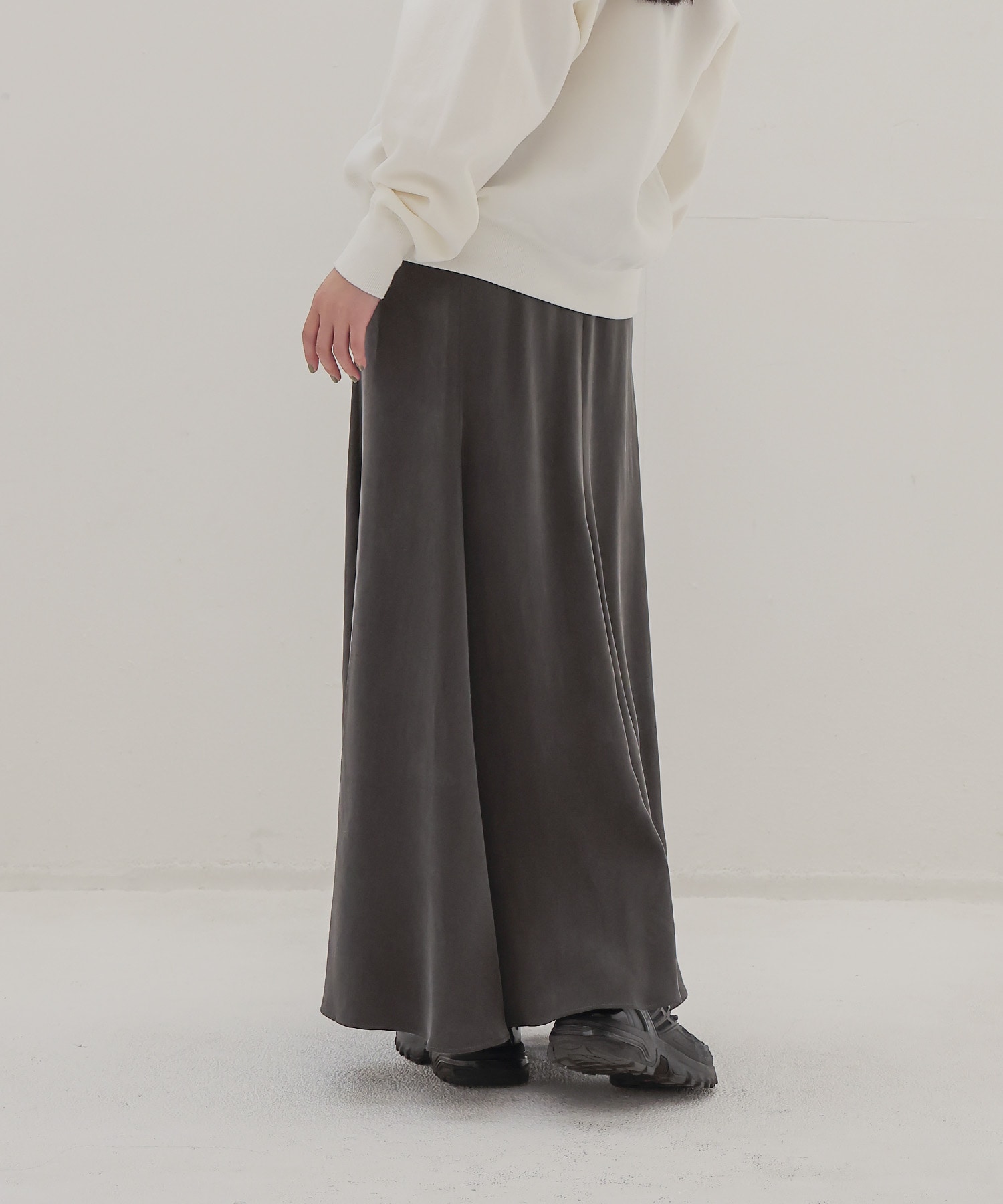 cupro panel flare skirt
