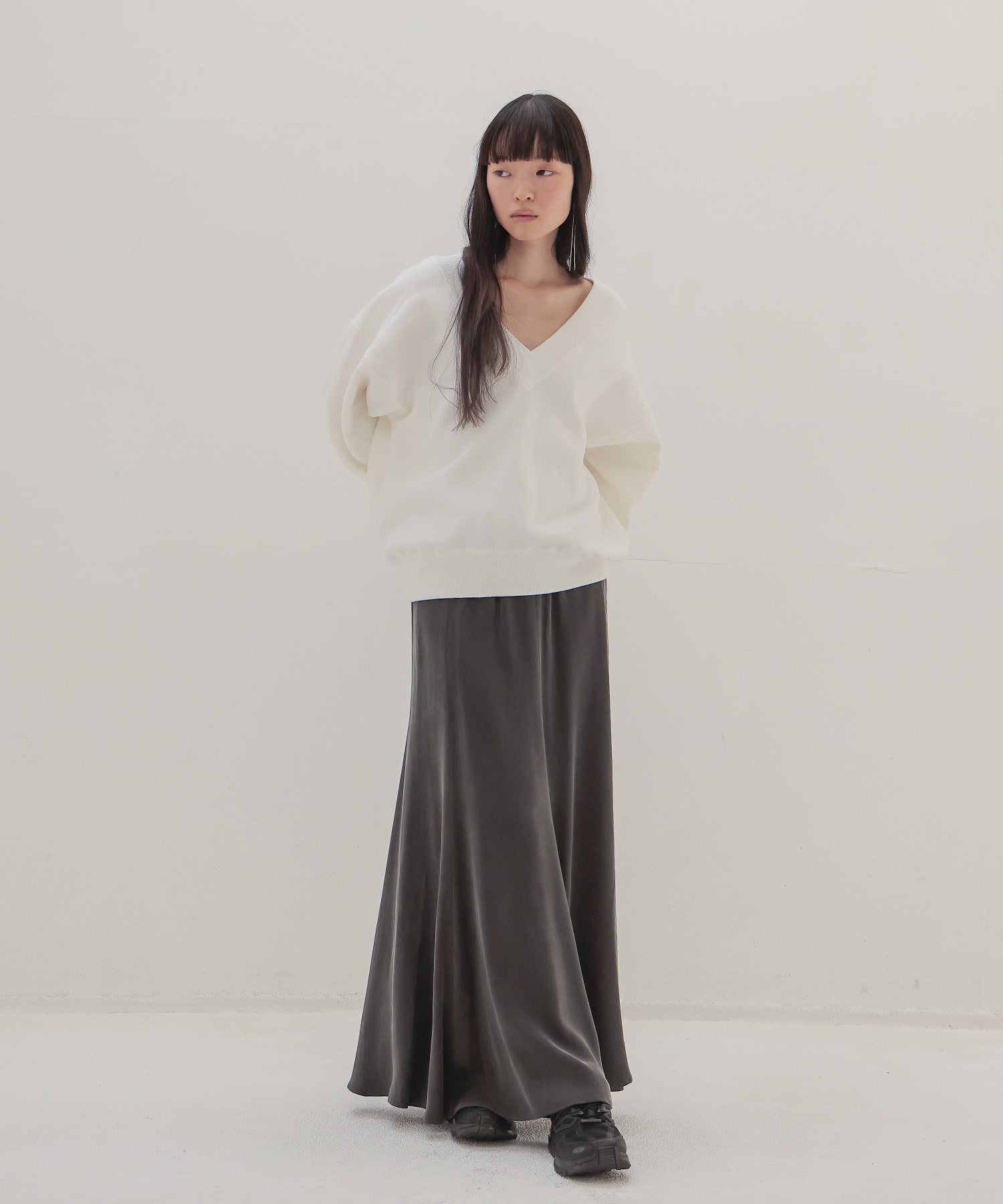 cupro panel flare skirt