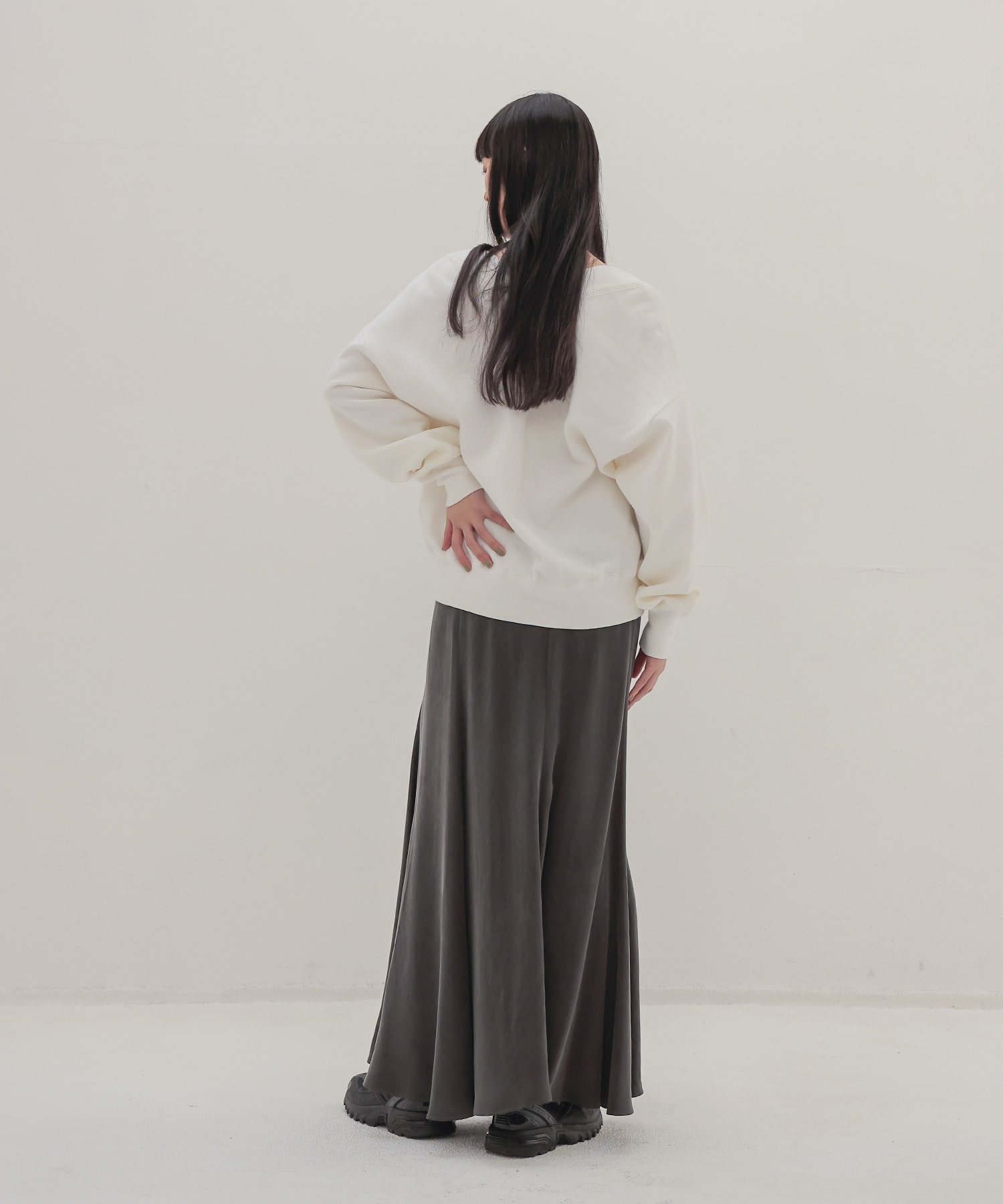 cupro panel flare skirt