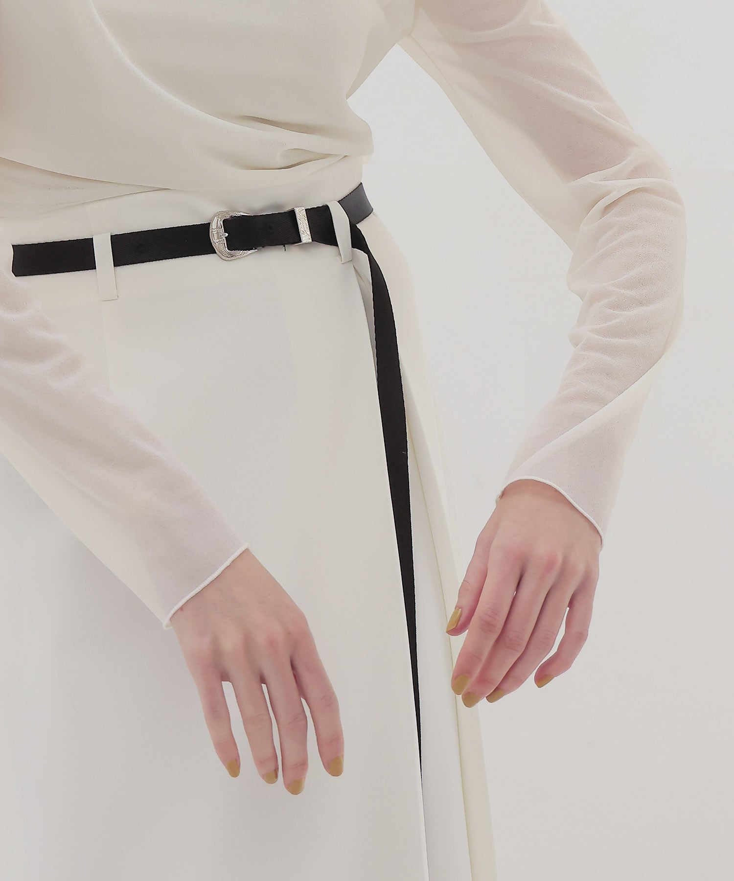 sheer organza high neck pullover