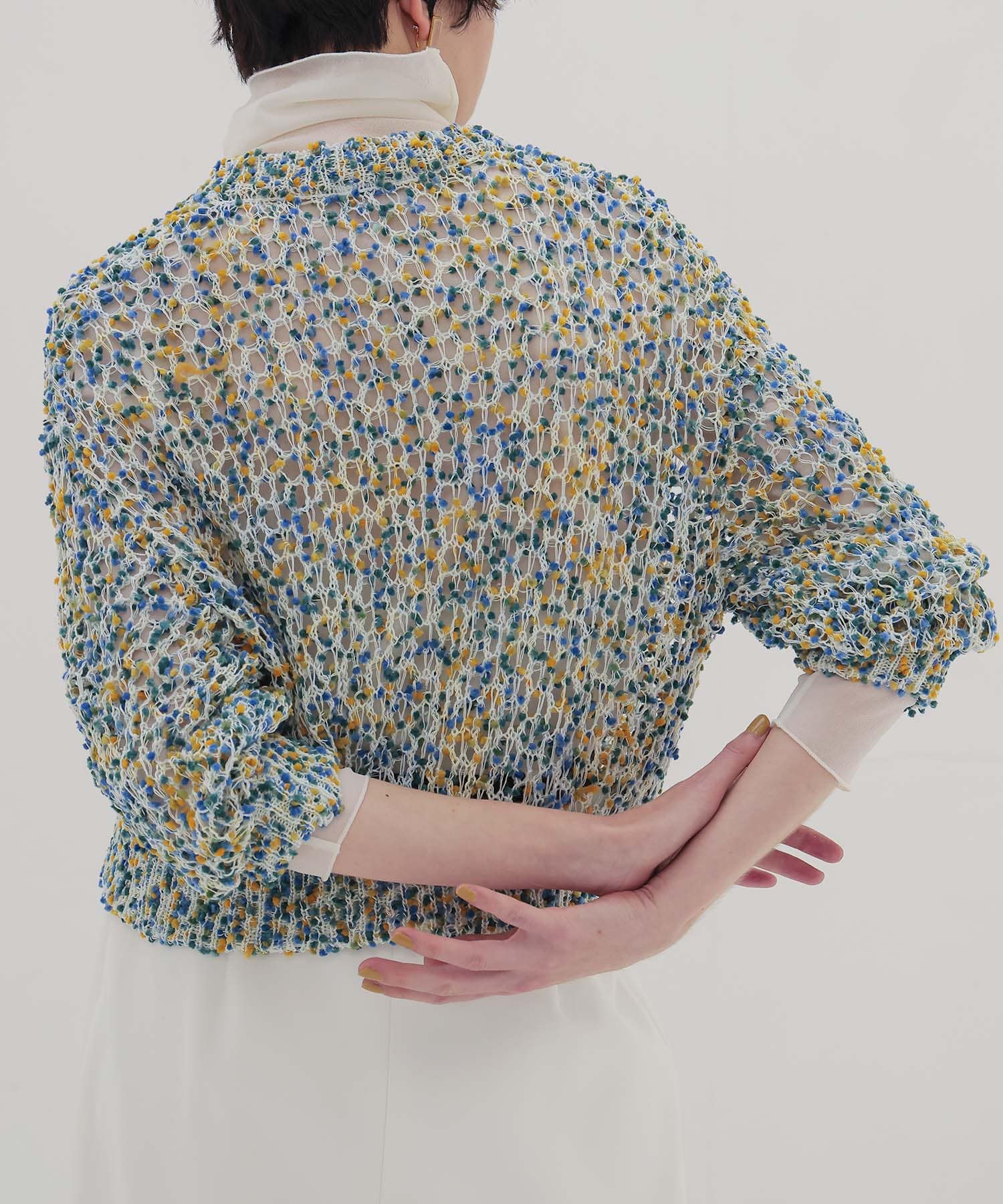 sheer organza high neck pullover